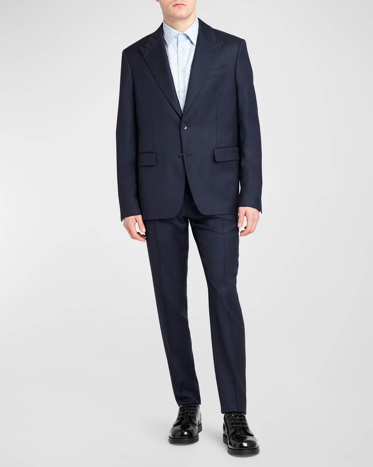Etro Men's Micro-jacquard Two-piece Suit In Navy