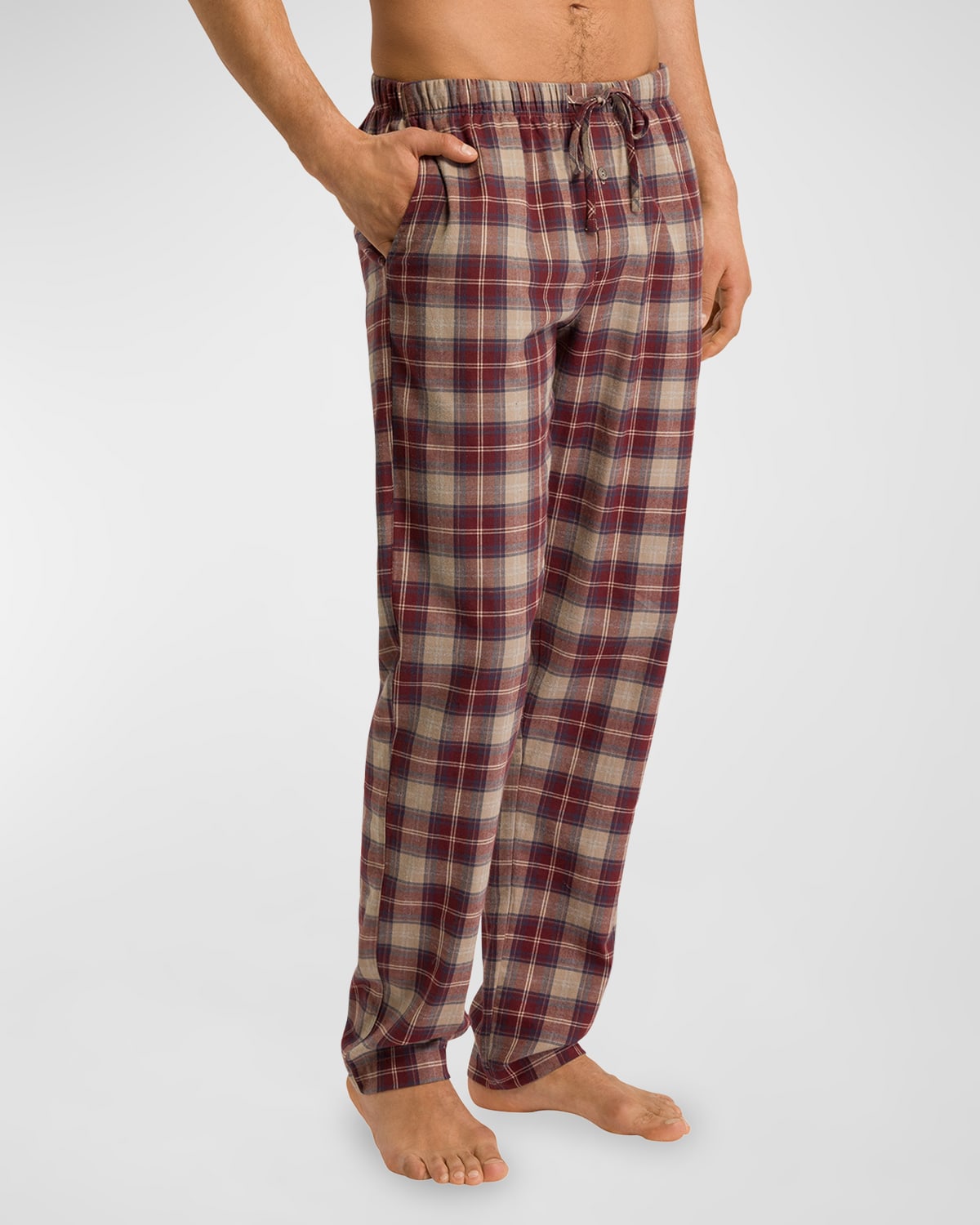 Shop Hanro Men's Cozy Comfort Flannel Pajama Pants In Homey Check