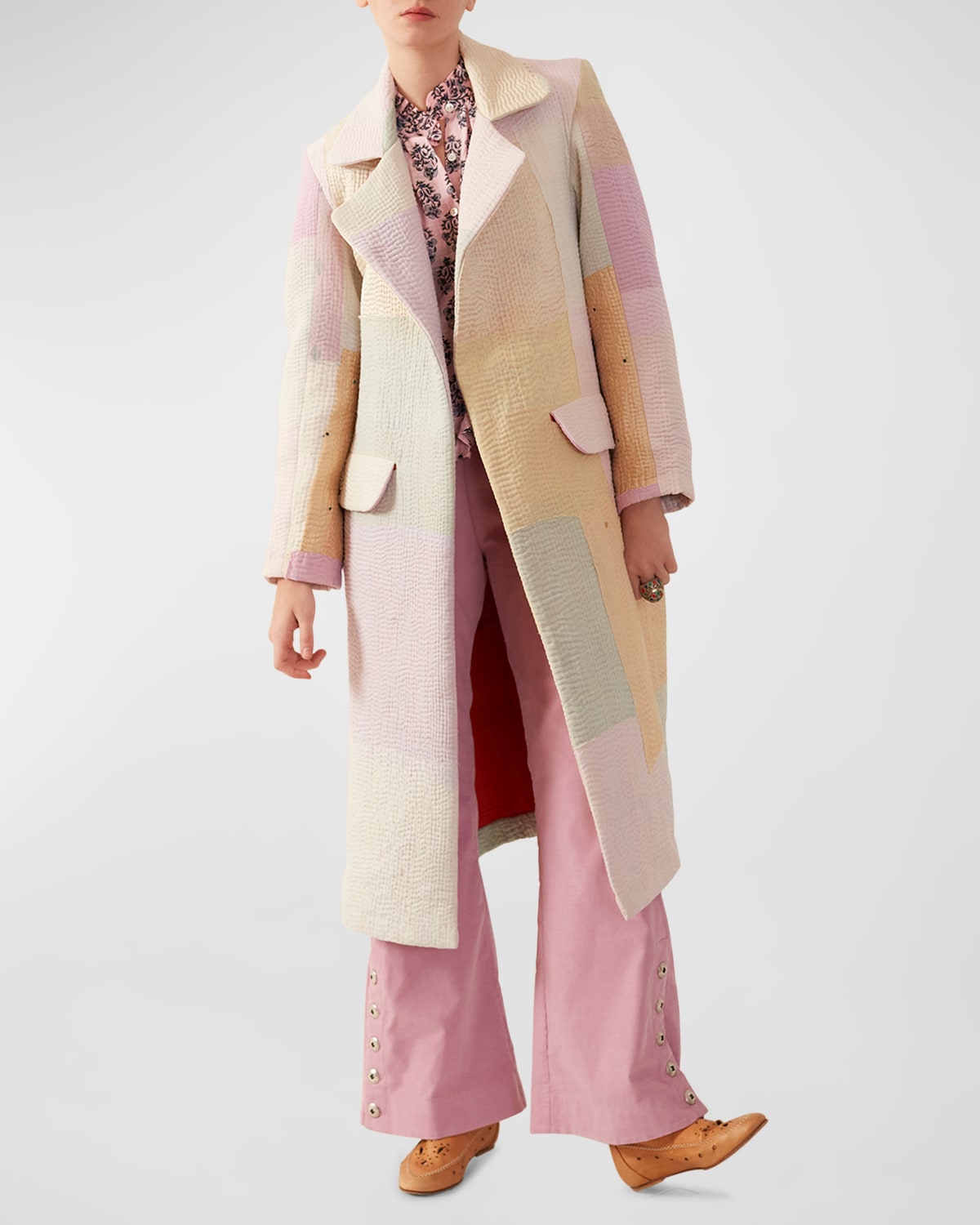 Alix Of Bohemia Officer Pastel Patchwork Coat In Neutral