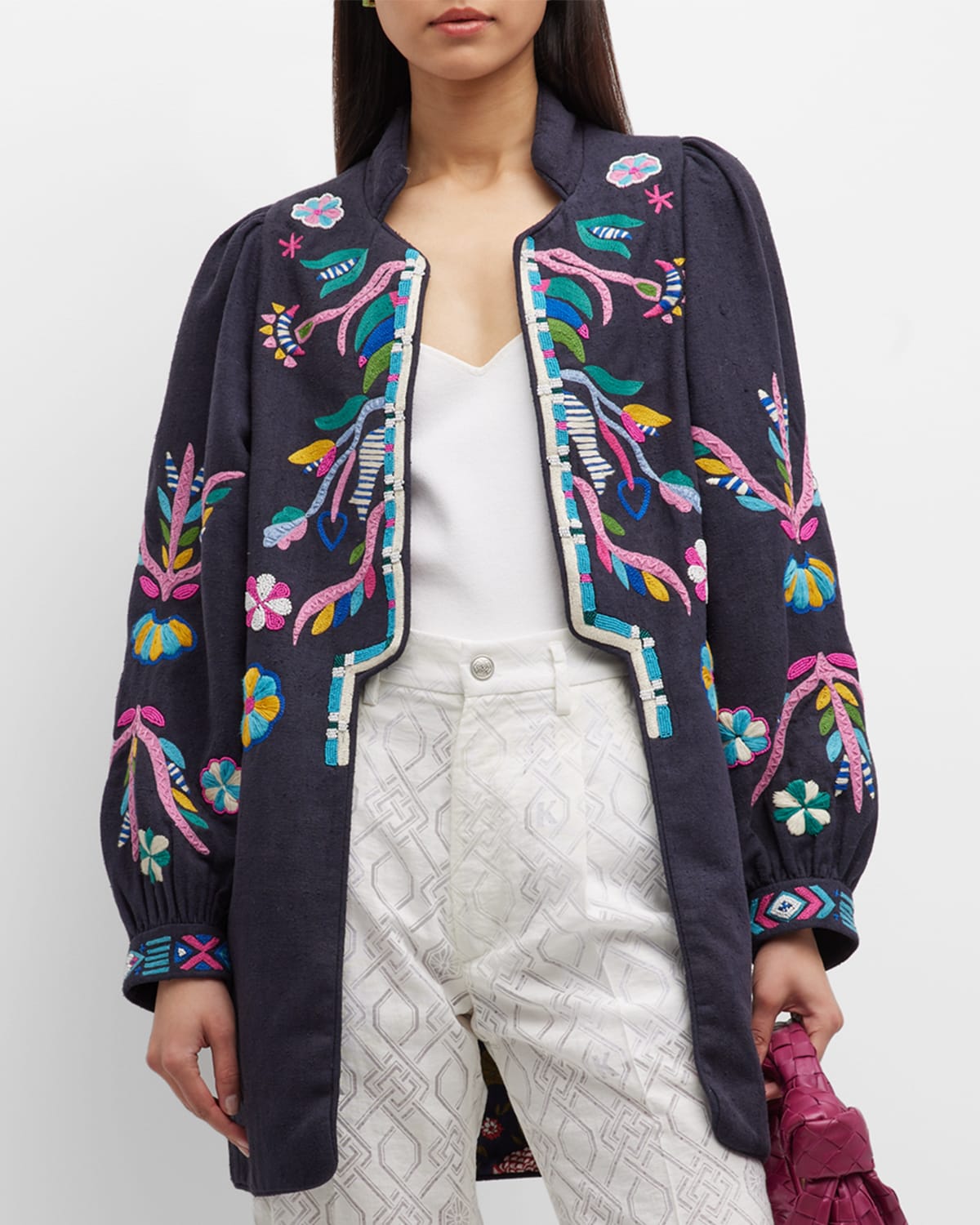 Alix of Bohemia Emmylou Embroidered Open-Front Coat