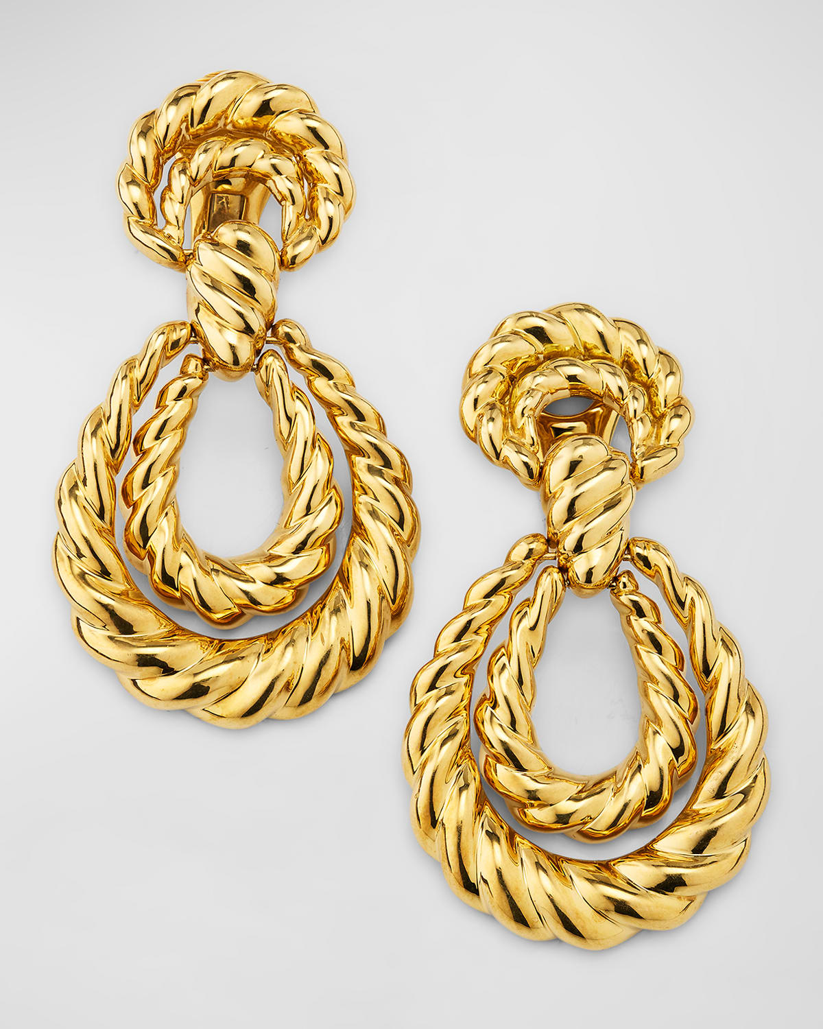 18K Yellow Gold Polished Lasso Drop Earrings
