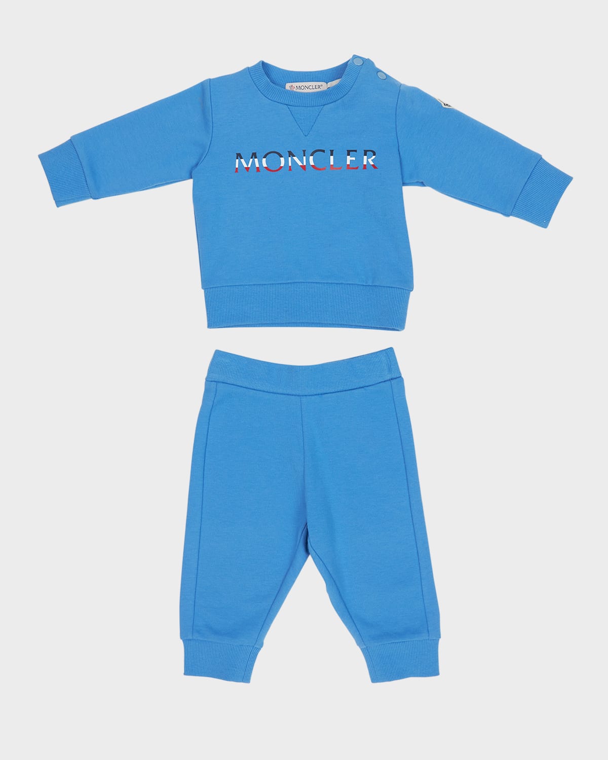 Shop Moncler Kid's Logo-print Sweatshirt & Joggers Set In Pastel Blue
