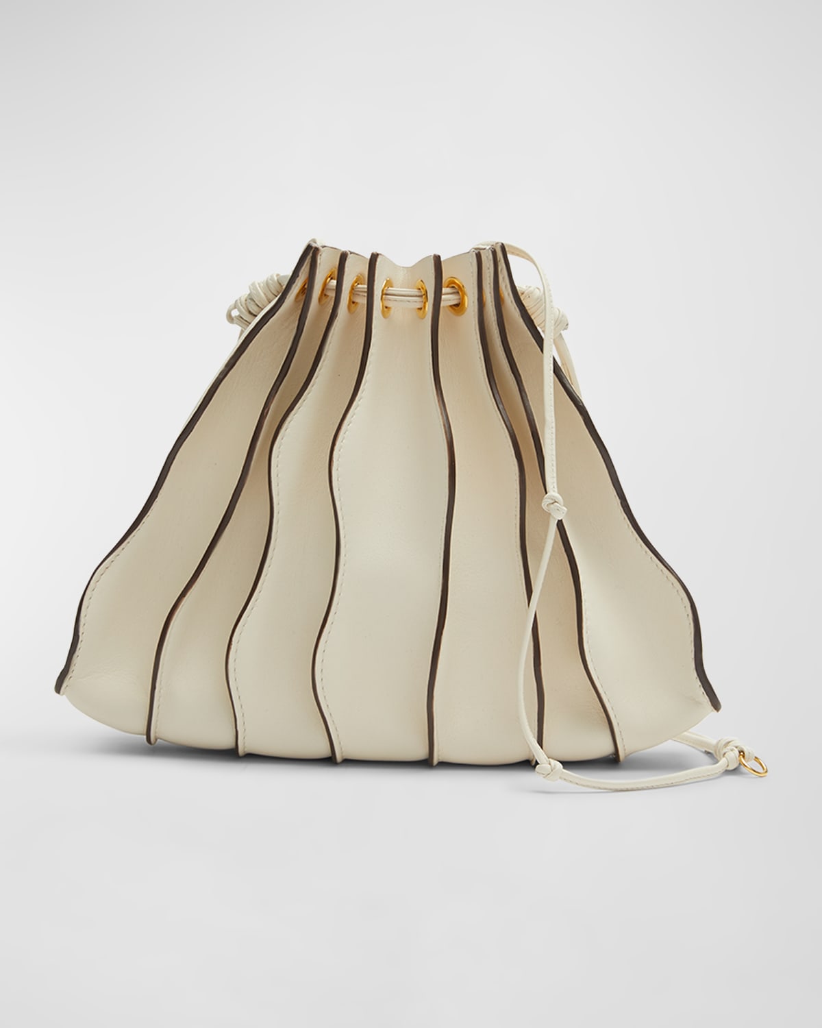 Ulla Johnson Adria Small Wave Pleated Crossbody Bag In Alabaster | ModeSens