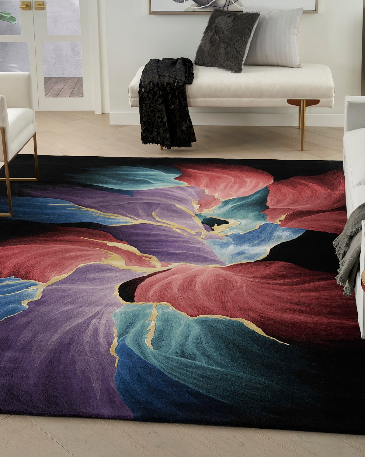 Nourison Petals In Black Hand-tufted Rug, 8' X 10' In Multi