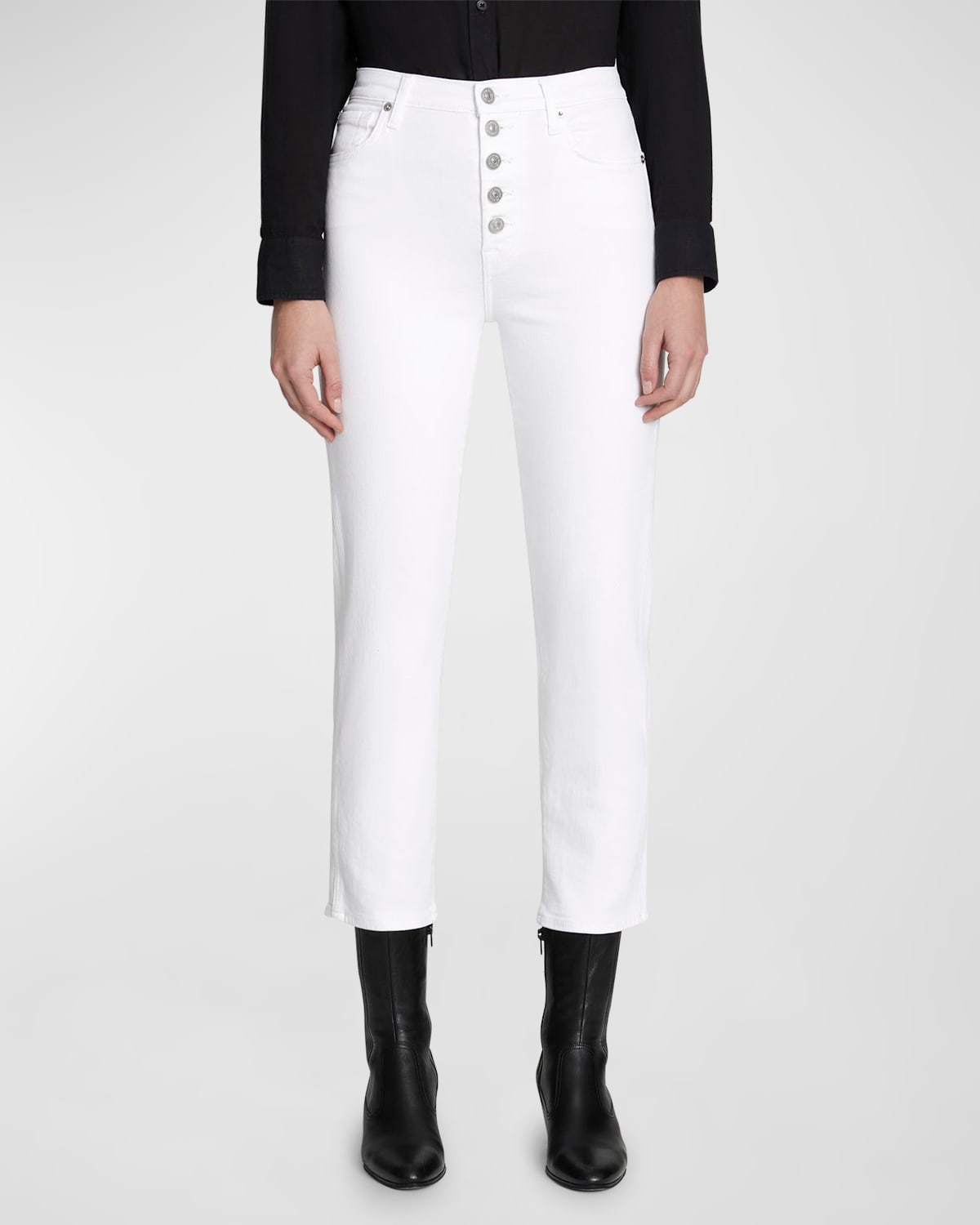 7 FOR ALL MANKIND HIGH-RISE CROPPED STRAIGHT JEANS