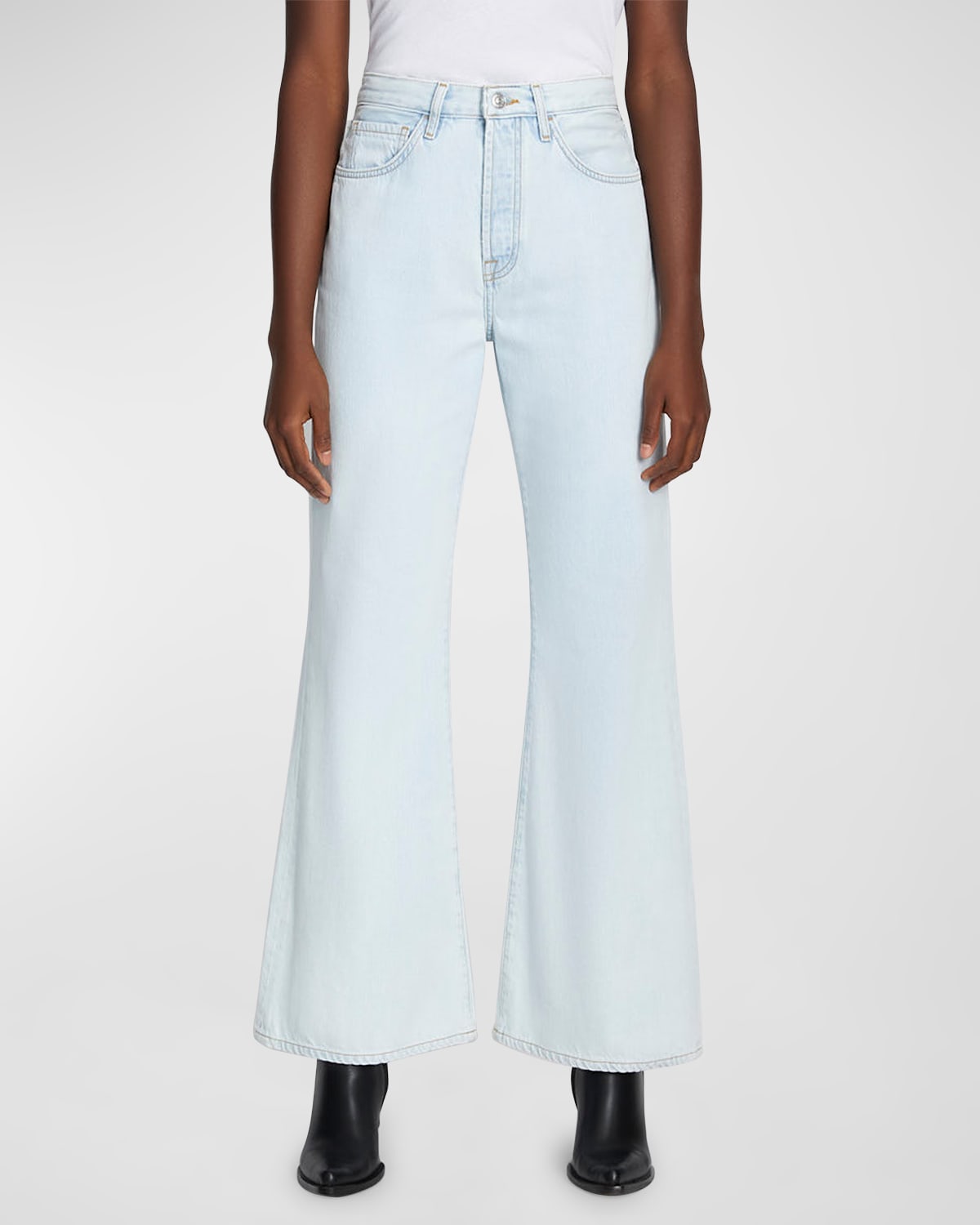 7 For All Mankind Easy Flare Jeans In Icy Indigo