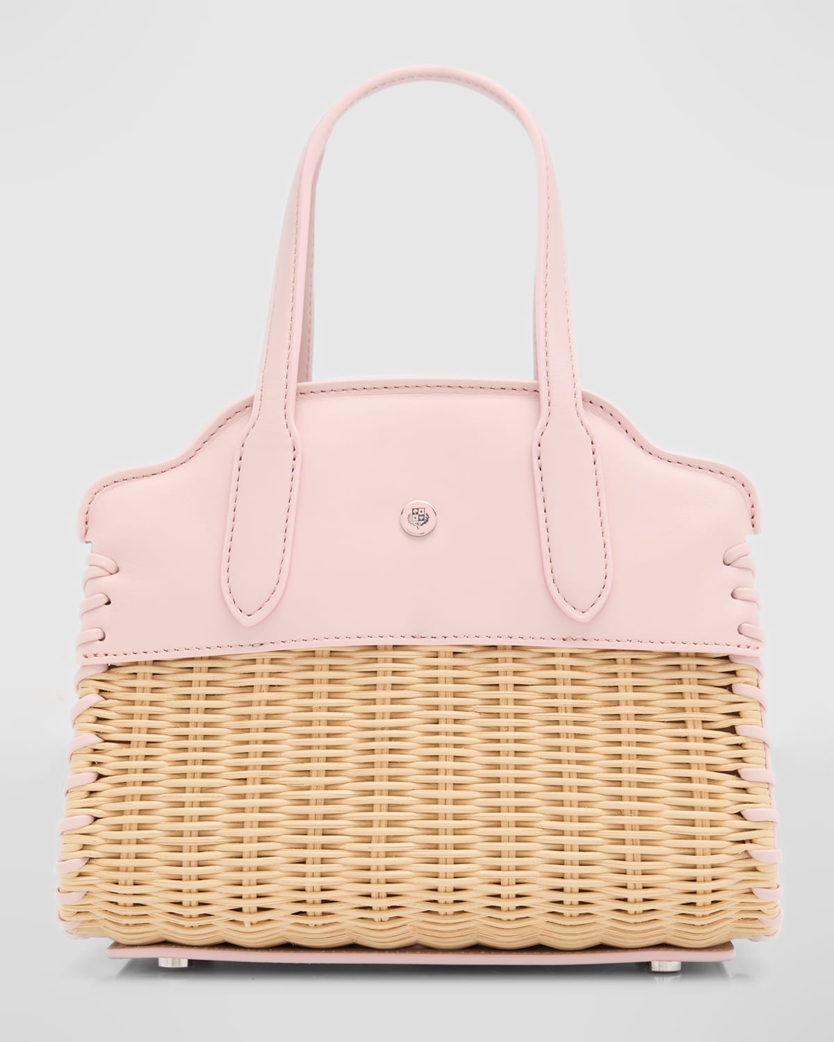 Loro Piana Micro Sesia Wicker & Leather Handbag In B3j6 Malt Guava S