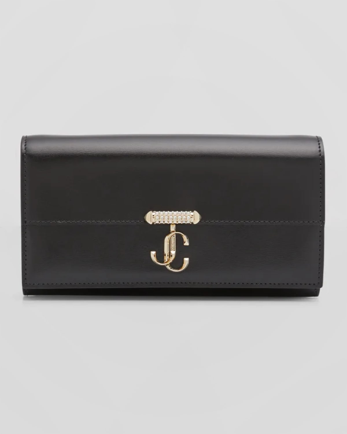 JIMMY CHOO VARENNE LEATHER WALLET WITH EMBELLISHED STRAP