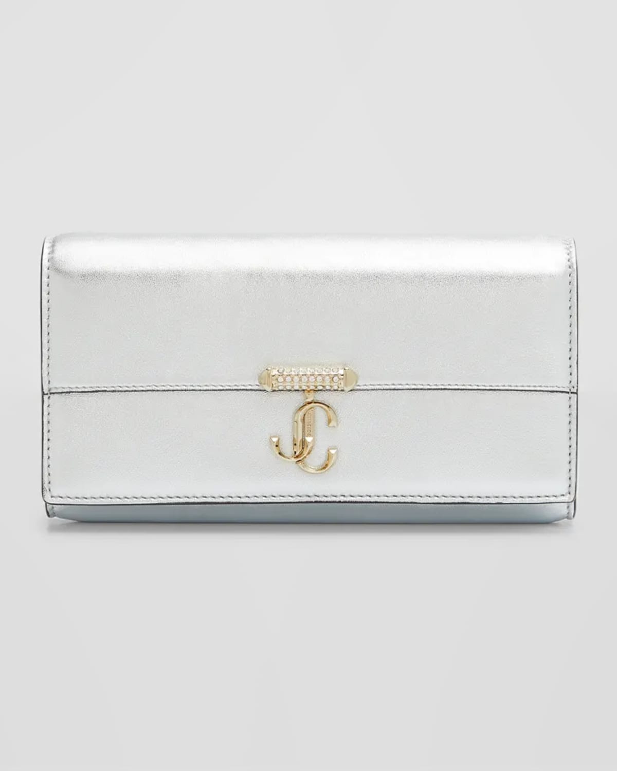Varenne Metallic Leather Wallet with Embellished Strap