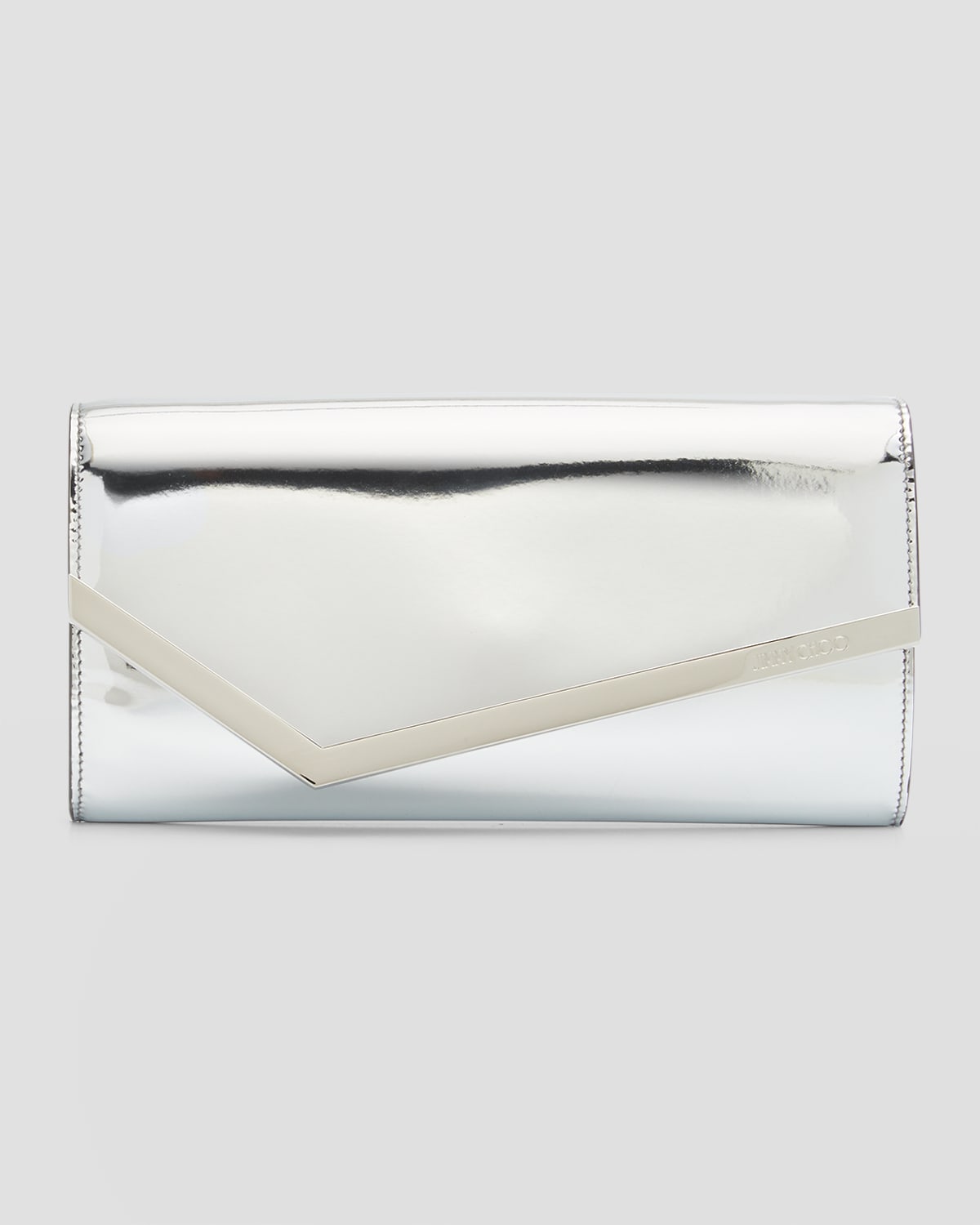 Jimmy Choo Emmie Metallic Leather Clutch Bag In Silver