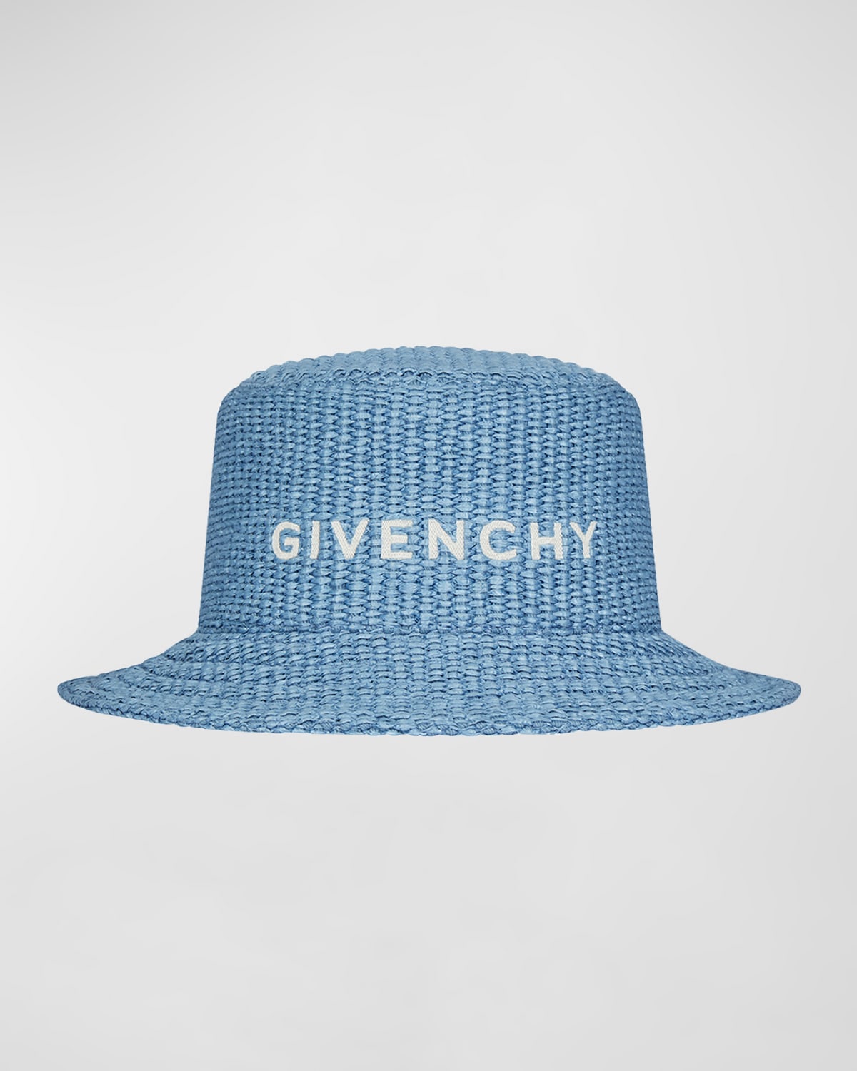 Shop Givenchy Woven Raffia Bucket Hat In 457 Denim Blue