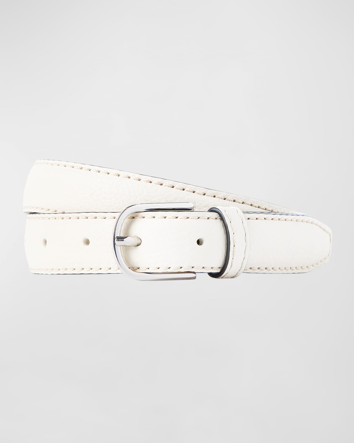Totême Slim Trouser Leather Belt In Milk Grain 111