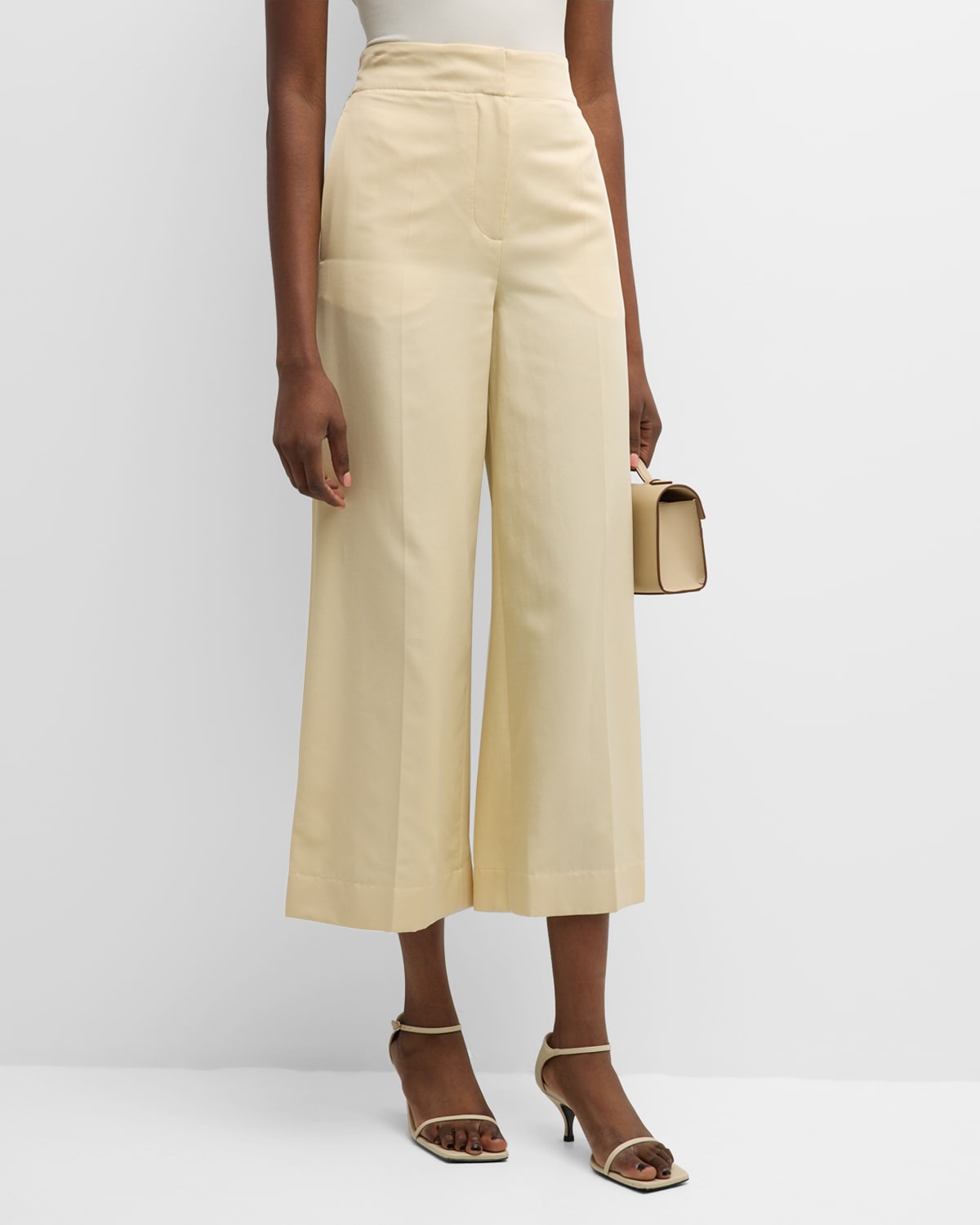 Joseph Thurlow High-rise Wide-leg Trousers In Alabaster