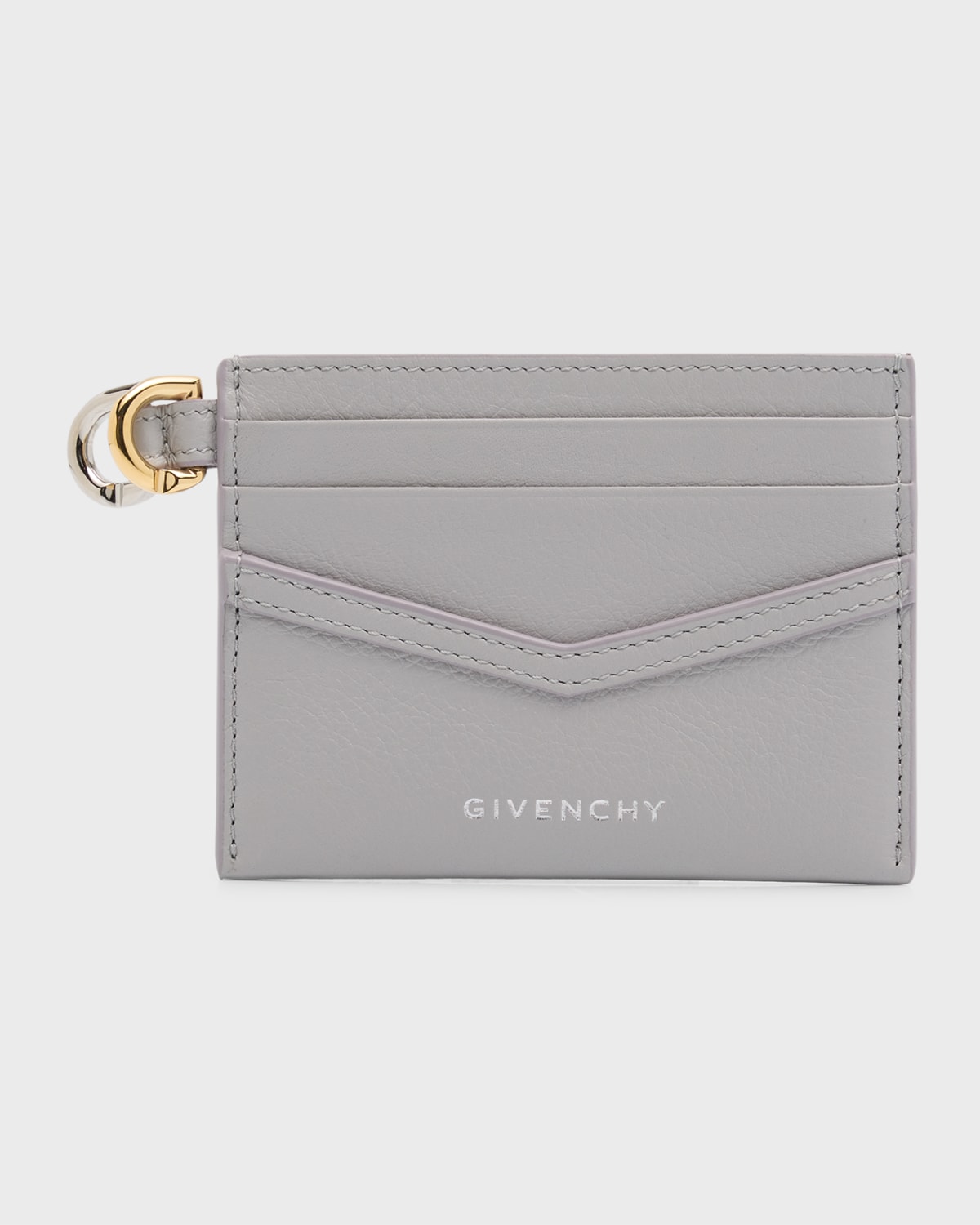 Givenchy Voyou Card Holder In Tumbled Leather In Light Grey