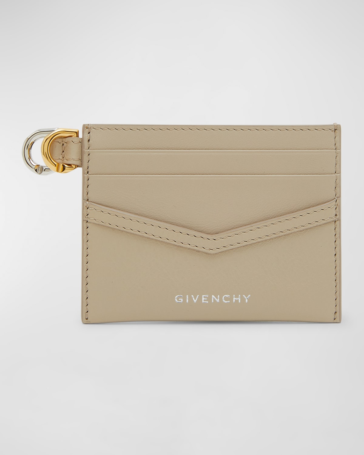 Givenchy Voyou Card Holder In Tumbled Leather In 257 Natural Beige