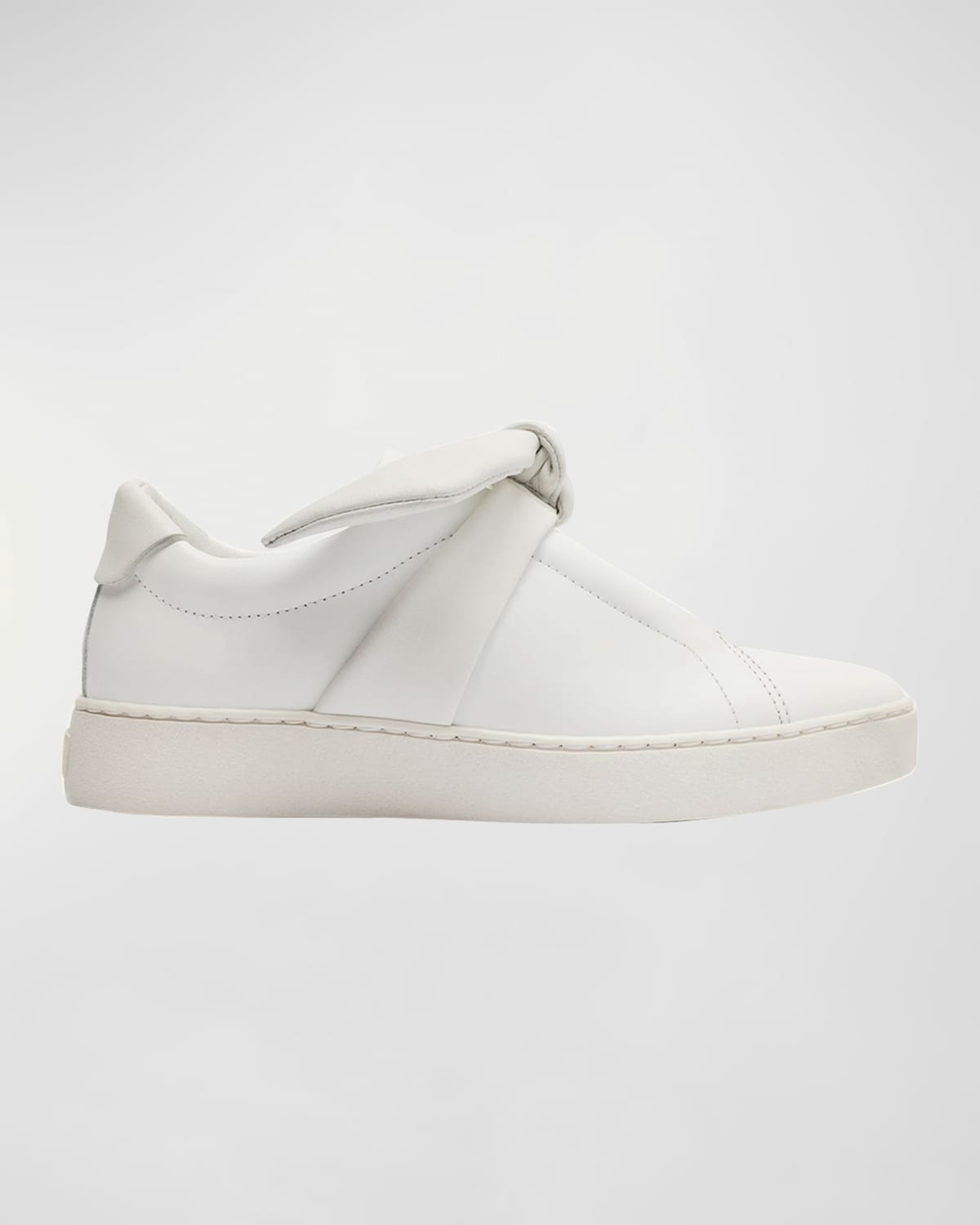 Shop Alexandre Birman Clarita Leather Bow Slip-on Sneakers In White