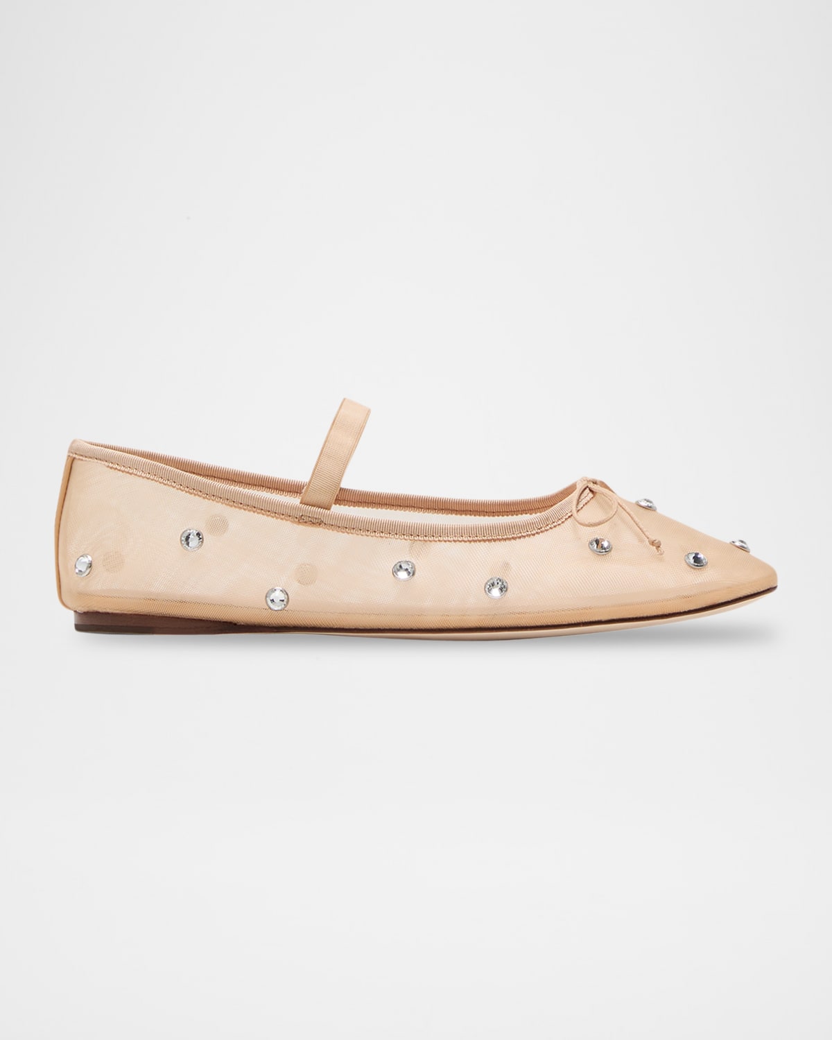 Loeffler Randall Leonie Crystal Mesh Ballerina Flats In Neutral
