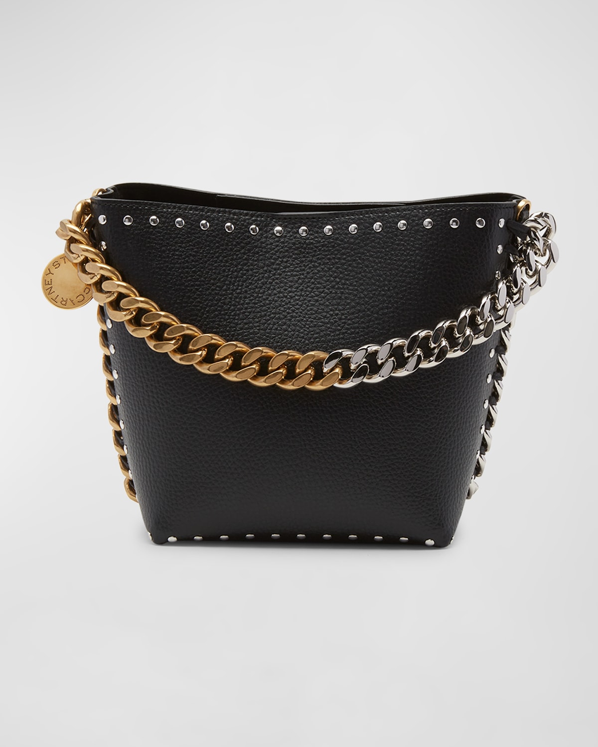 Frayme Studded Two-Tone Vegan Leather Bucket Bag