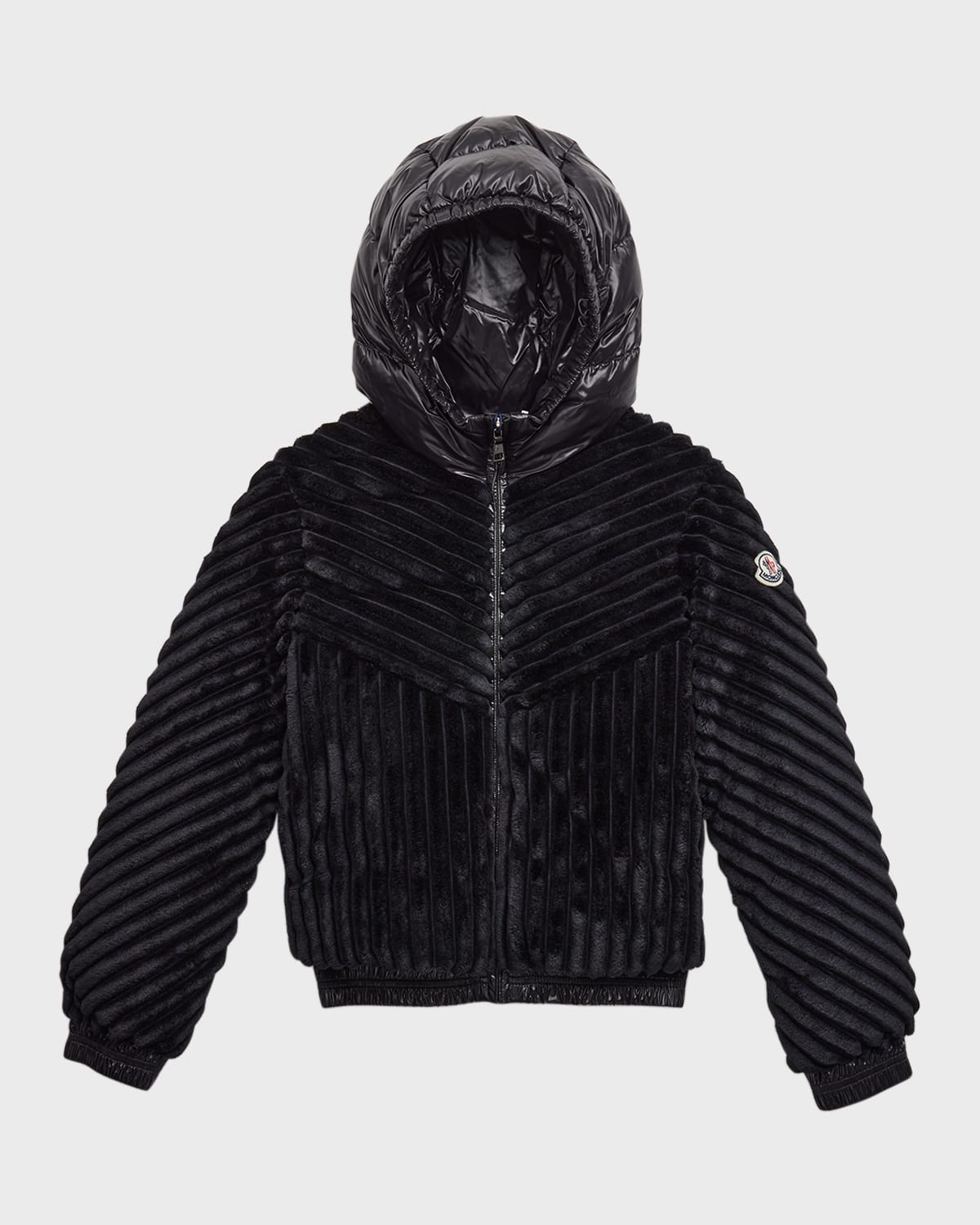 Shop Moncler Boy's Pedrix Ribbed Velvet Jacket In Black