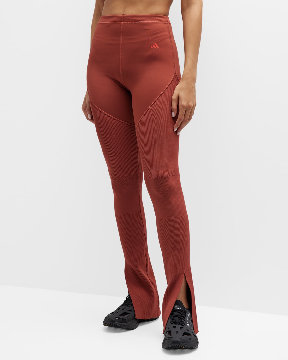 Adidas By Stella Mccartney True Strength Flat Knit Yoga Pants In Wild Sepia
