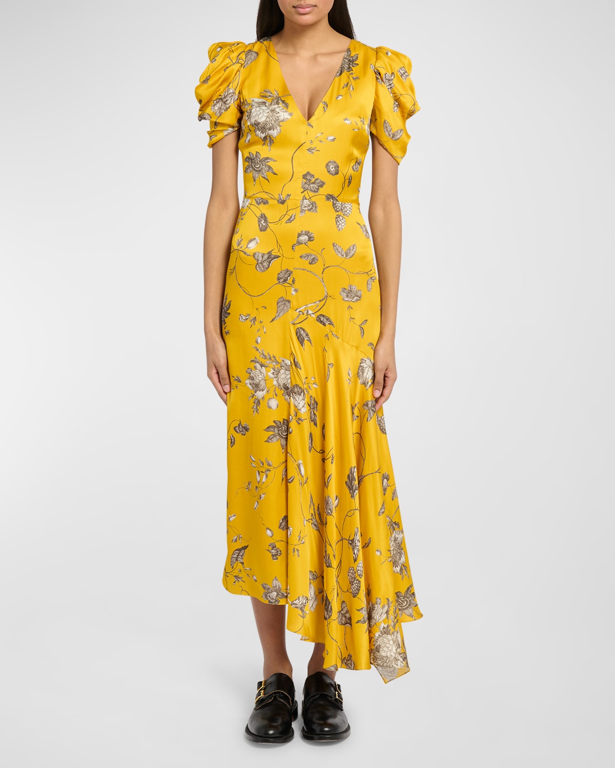 Erdem Floral-printed Midi Dress In Ophelia Vine Cumi