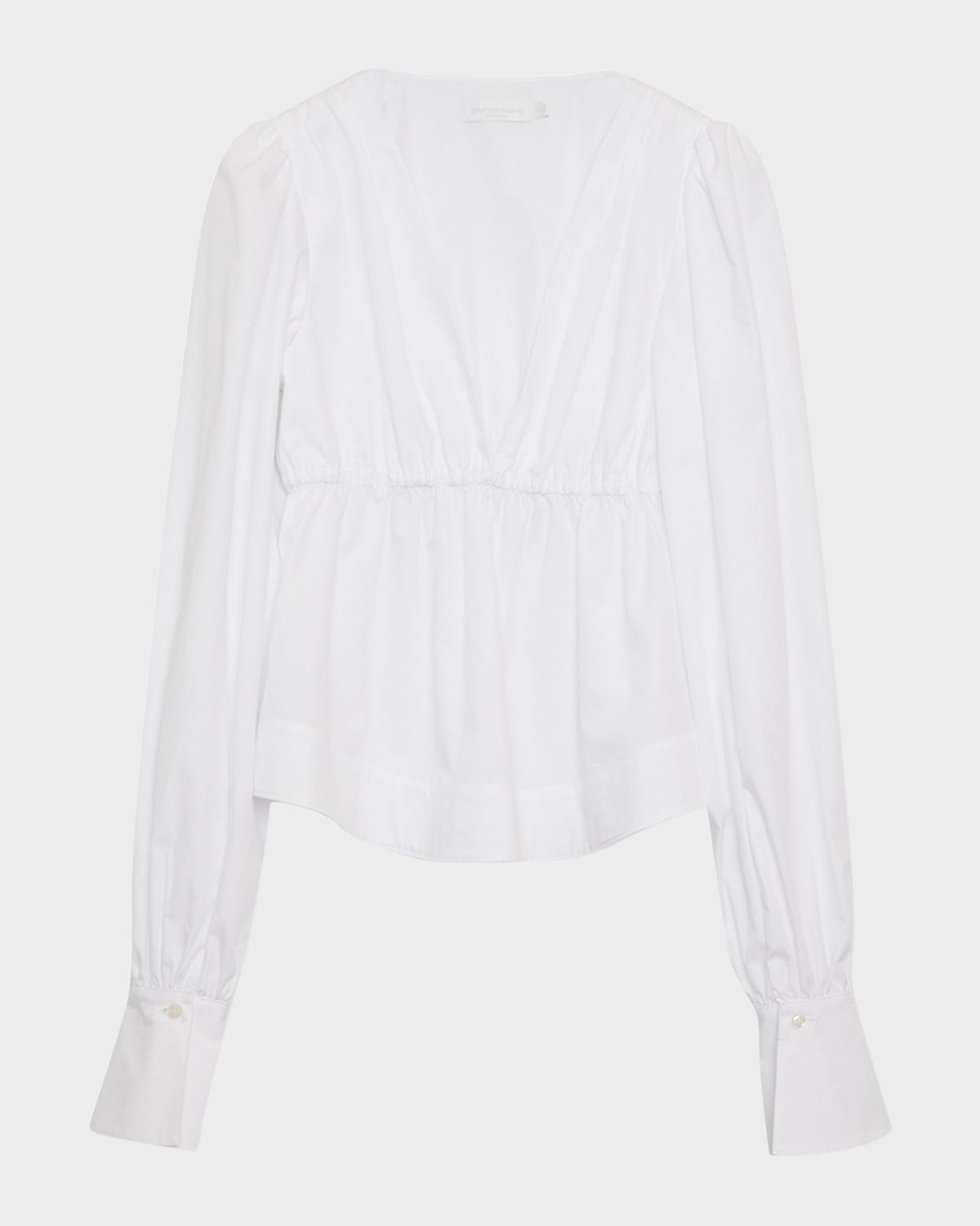 Simkhai Dominique Pleated Cotton Poplin Top In White