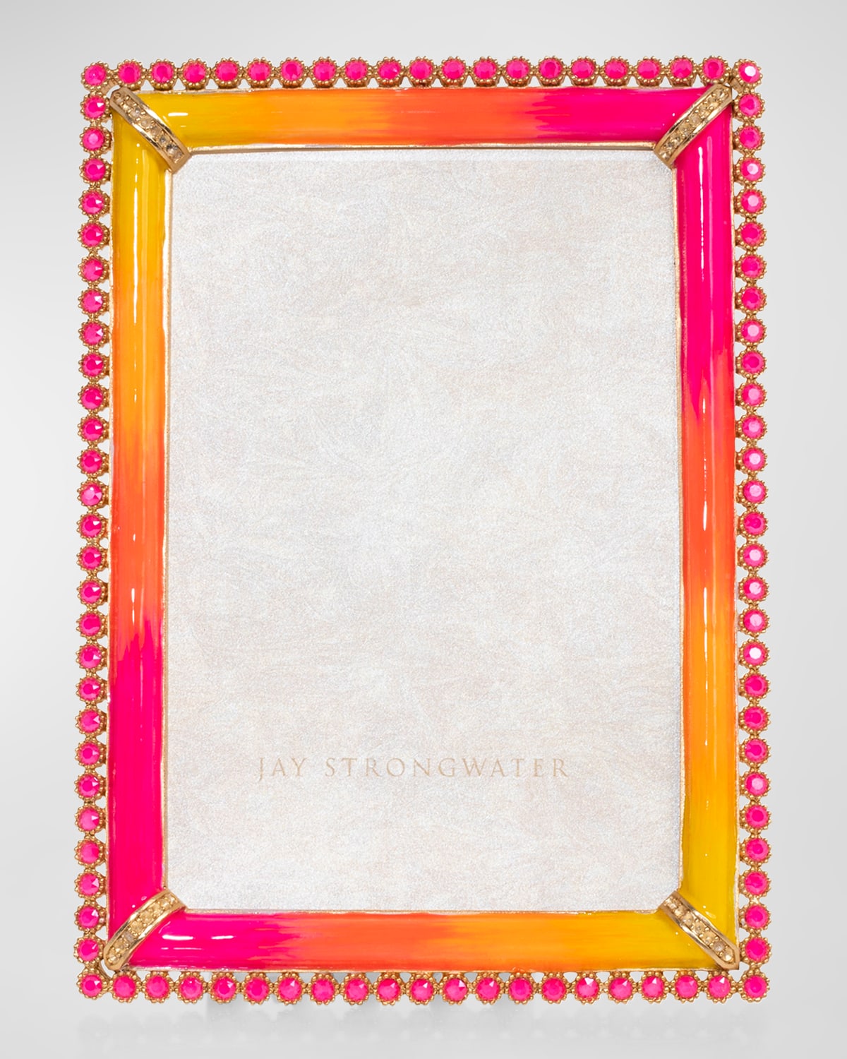 Jay Strongwater Lorraine Stone Edge 4 X 6 Frame In Electric Pink