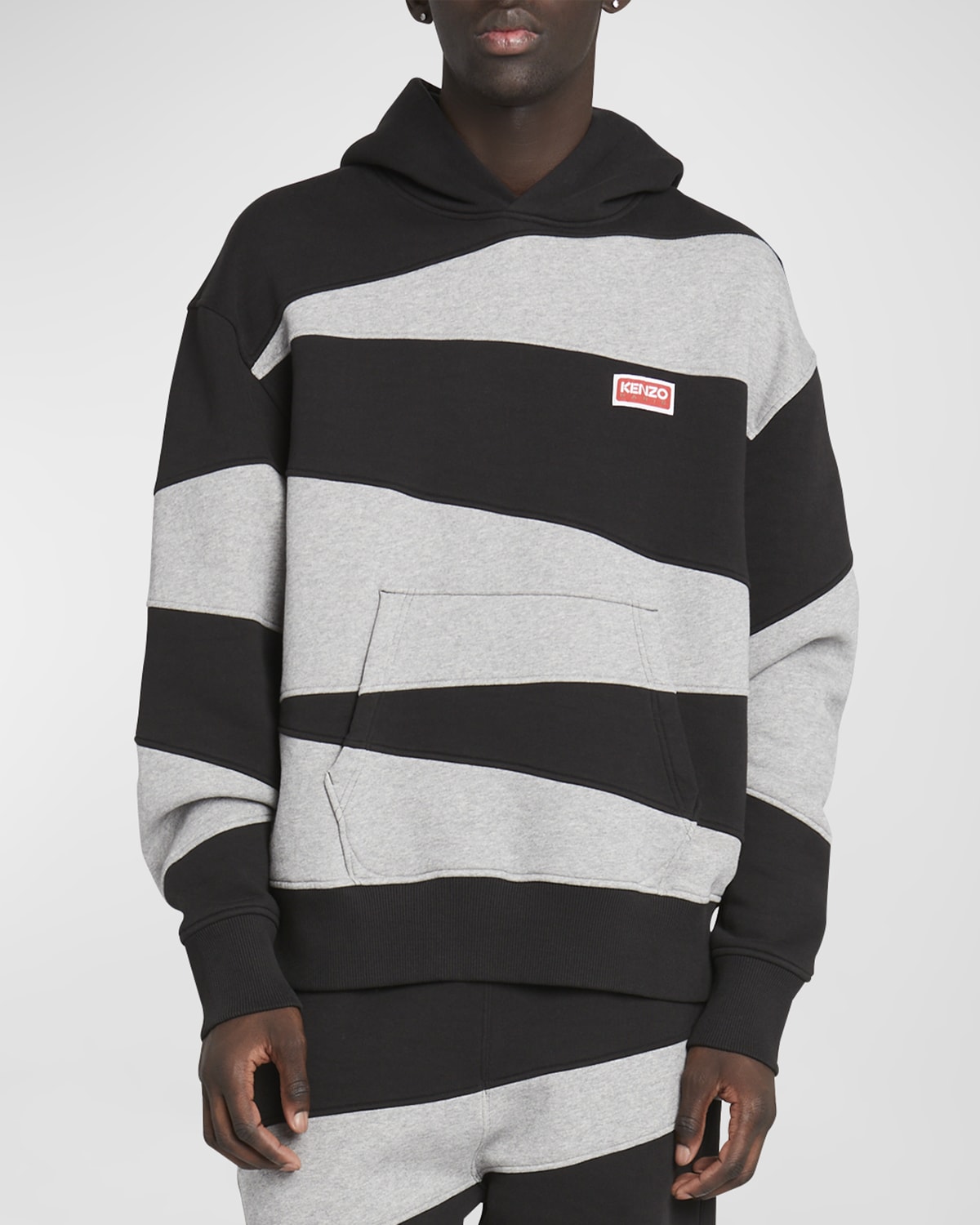 Kenzo Men's Dazzle Stripe Oversized Hoodie In Black J