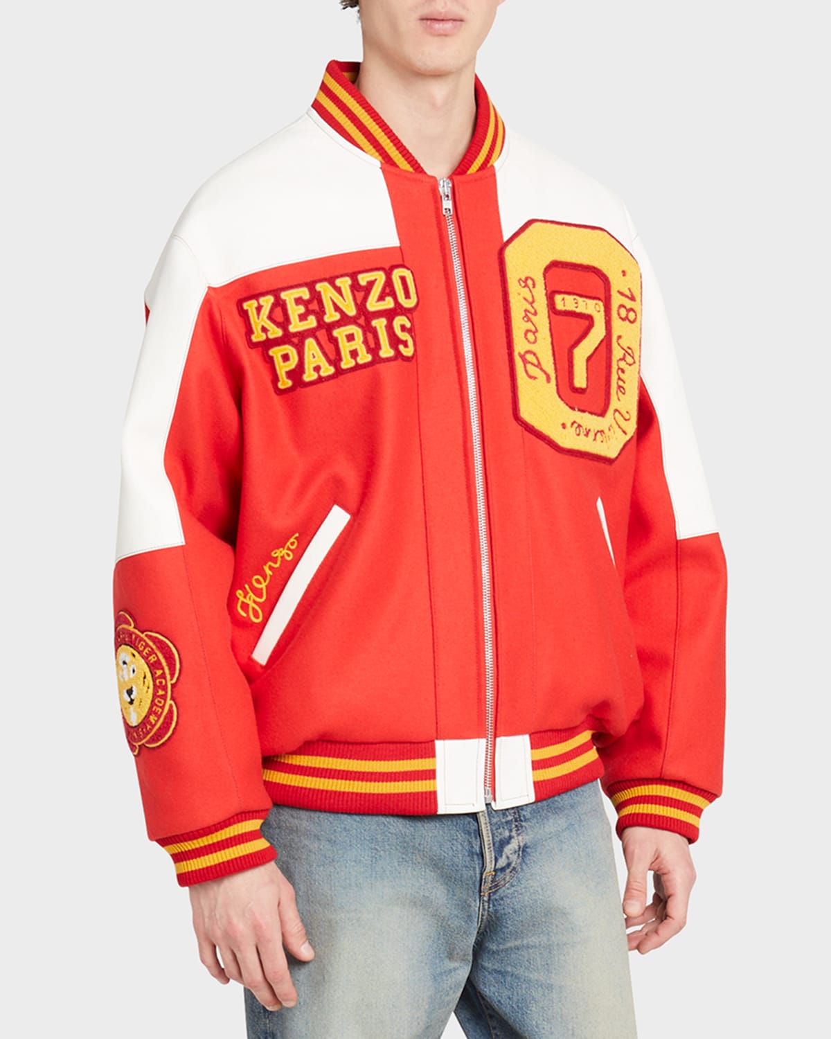 Kenzo Tiger Academy Logo-patch Bomber Jacket In Anthracite