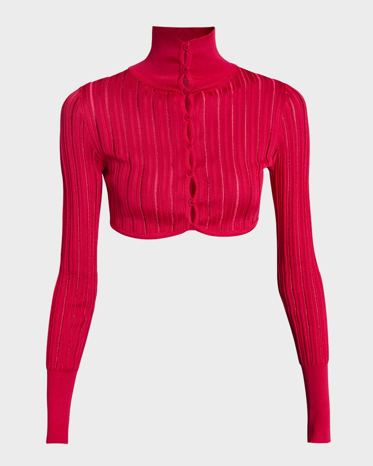 Alaïa Cropped Crino Button-front Cardigan Top In Bougainvillea