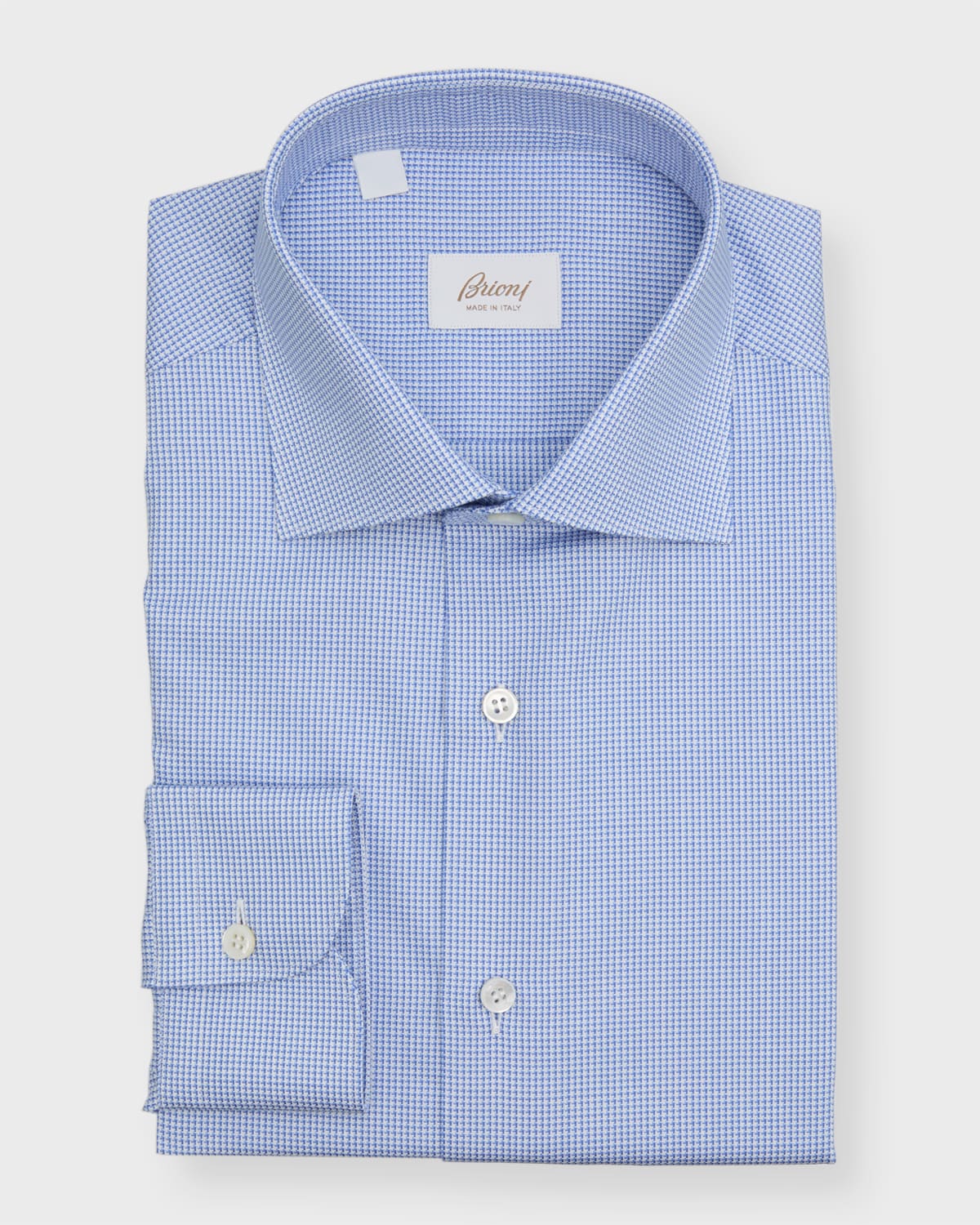 Brioni Men's Micro-houndstooth Dress Shirt In Navy/white