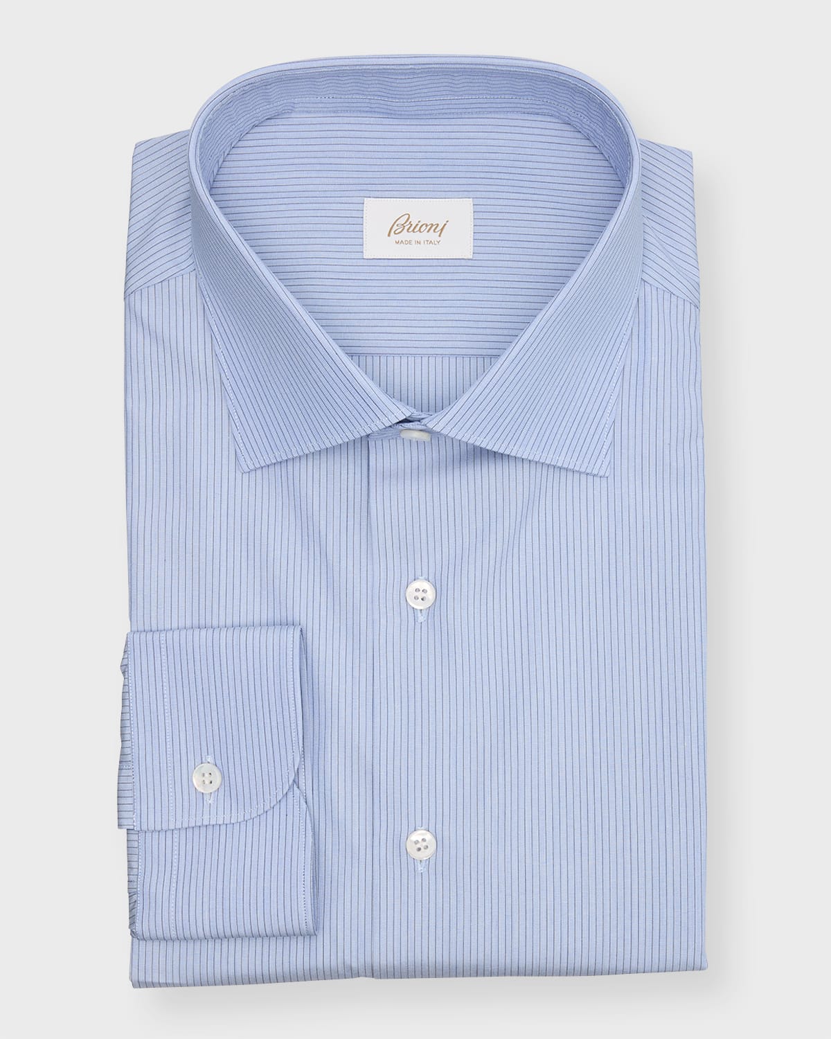 Brioni Men's Micro-stripe Cotton Dress Shirt In Bluettena