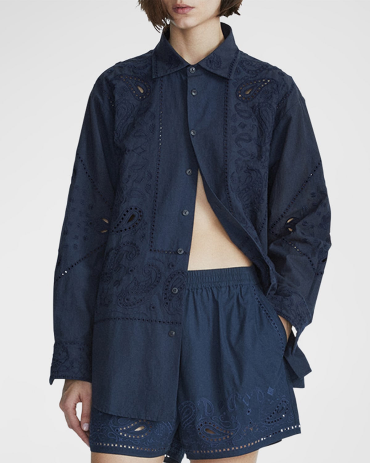 Rag & Bone Vivian Embroidered Button-front Shirt In Salpaisley