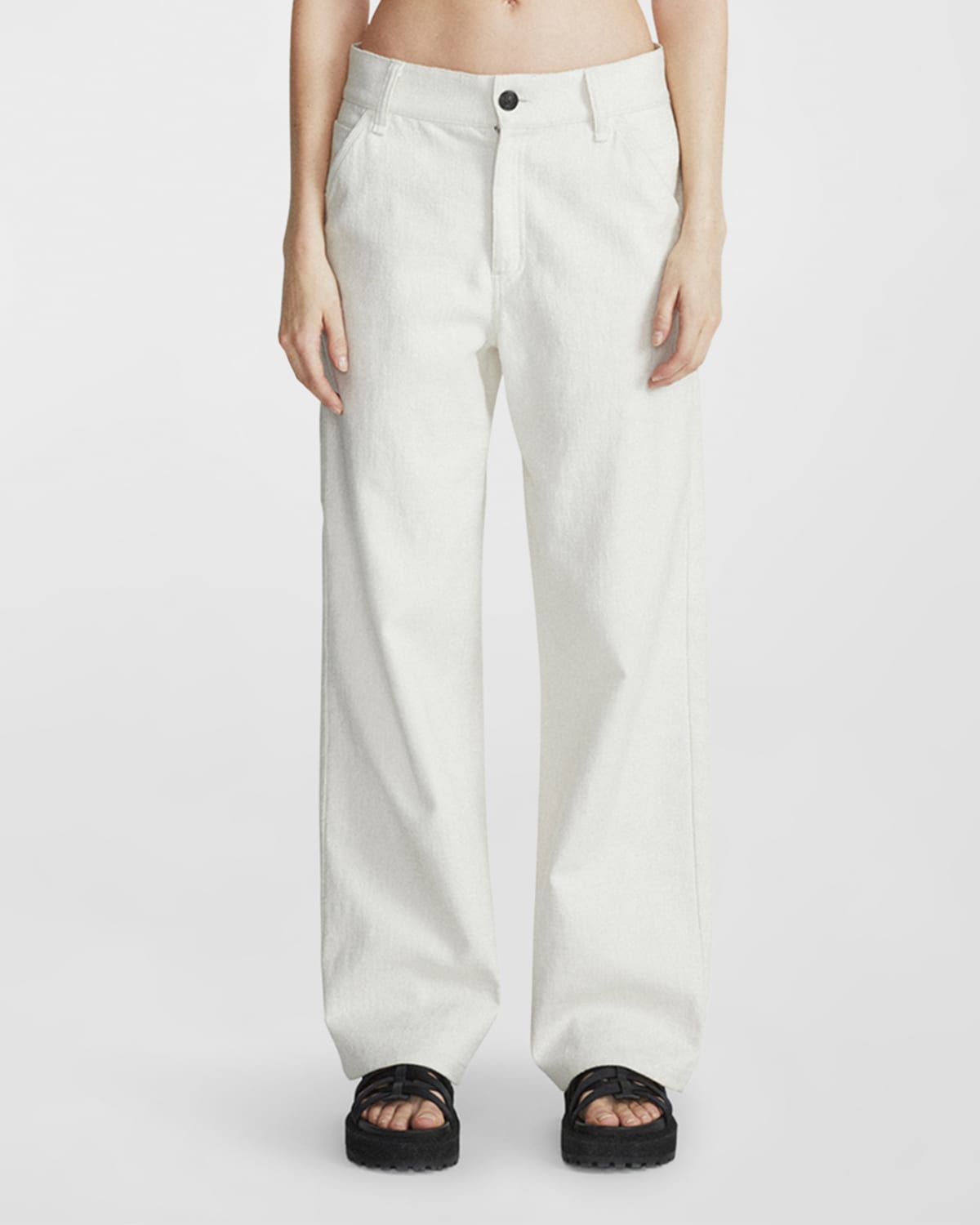 Rag & Bone Sid Mid-rise Carpenter Pants In Ecru