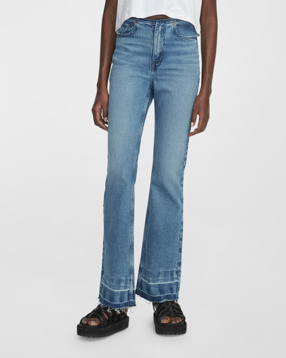Shop Rag & Bone Peyton Mid-rise Bootcut Jeans In Misty