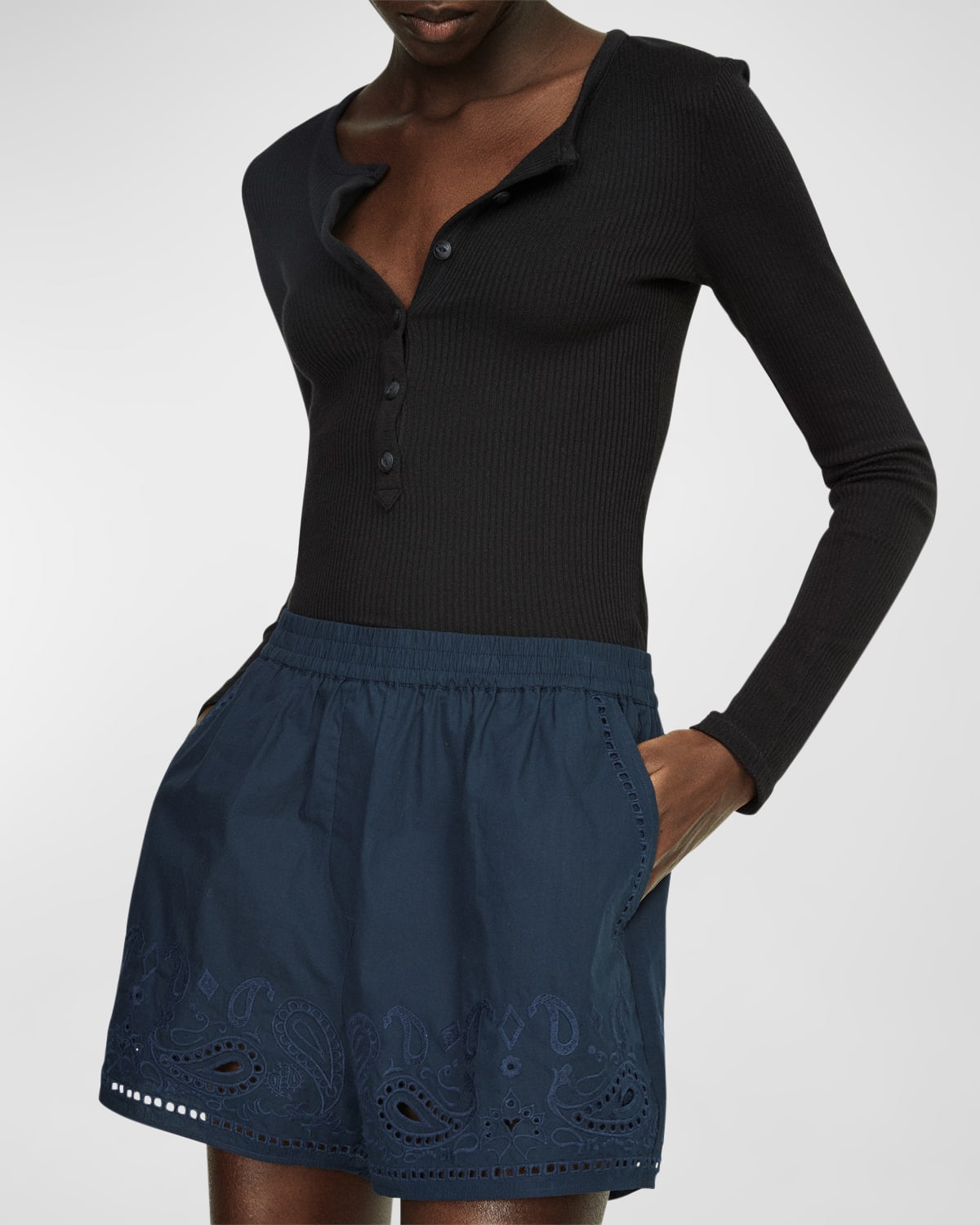 Rag & Bone Maye Embroidered Shorts In Salpaisley