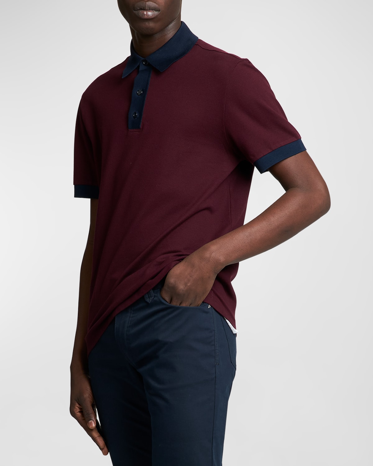 Brioni Short-sleeved Cotton Polo Shirt In Lacquer