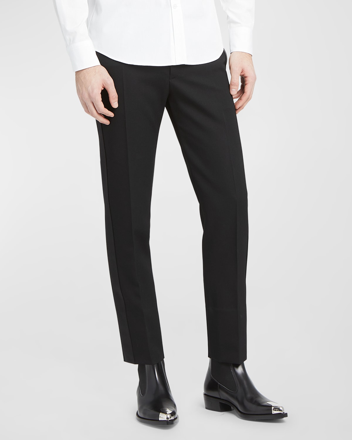Alexander Mcqueen Men's Solid Wool Evening Trousers In Black