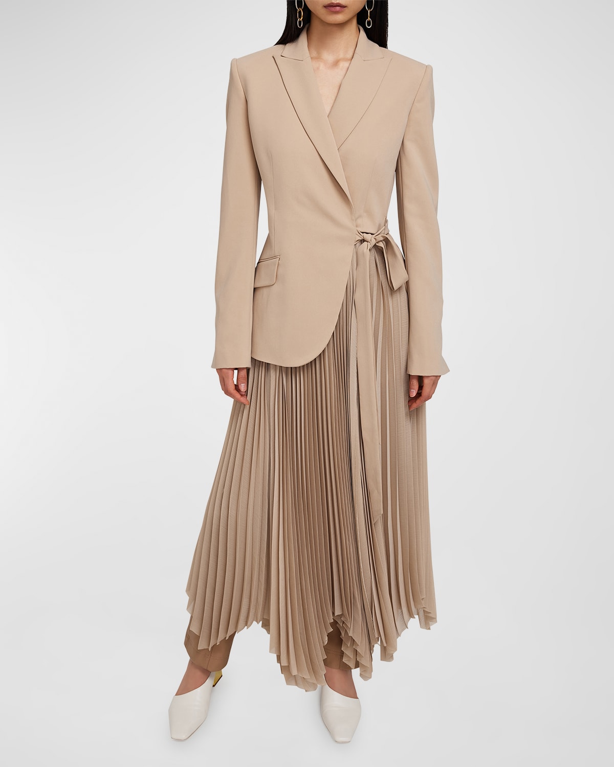 Simkhai Ambretta Crepe Combo Blazer Dress In Hazelwood | ModeSens