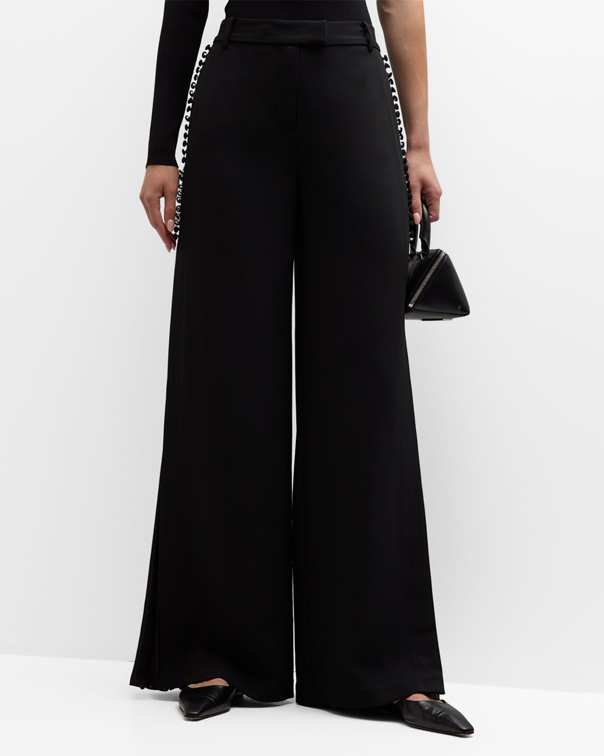 Simkhai Blossom Pleated Wide-leg Pants In Black