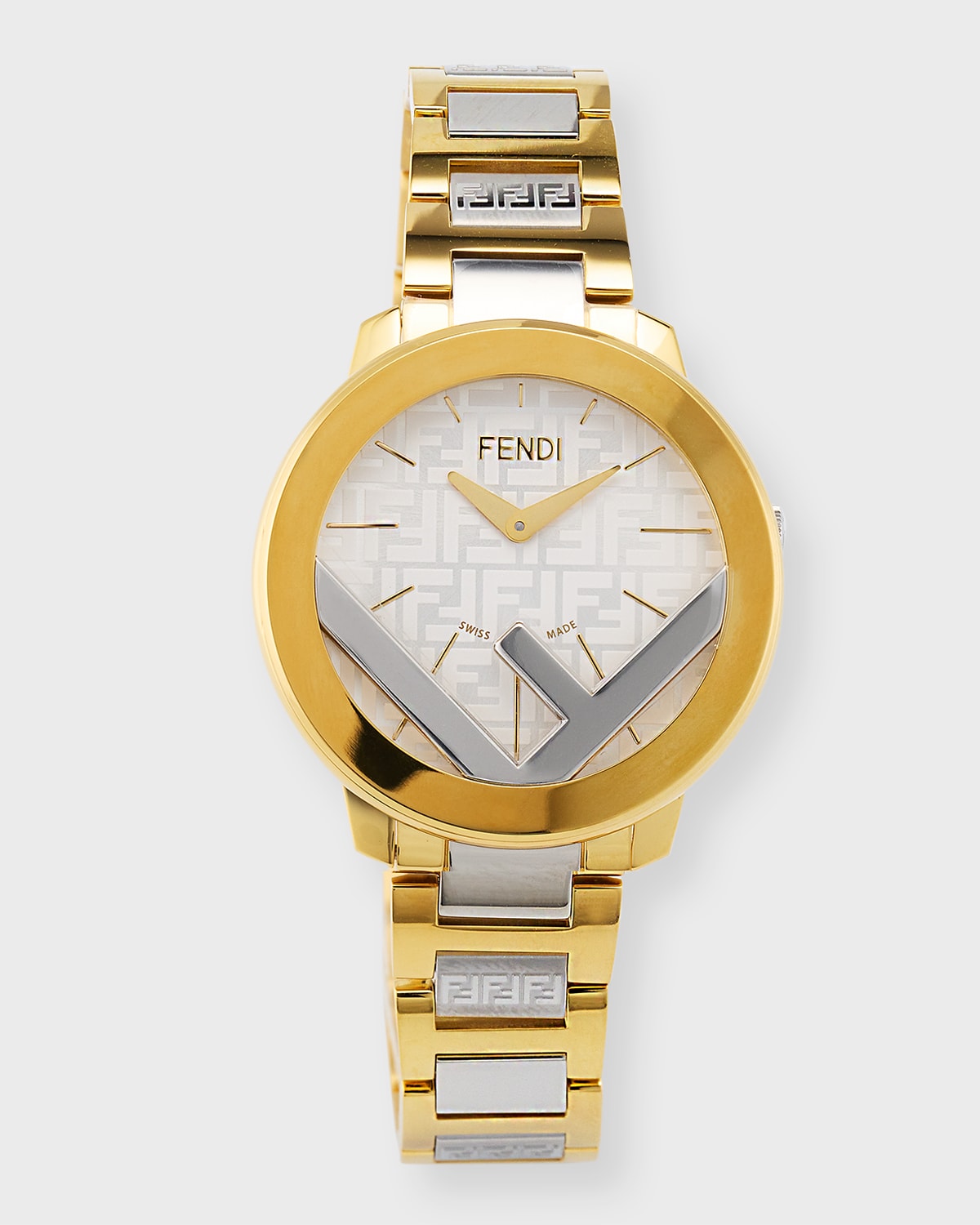 Fendi F Is  36mm Two Tone Watch With Bracelet Strap In Argento Bianco