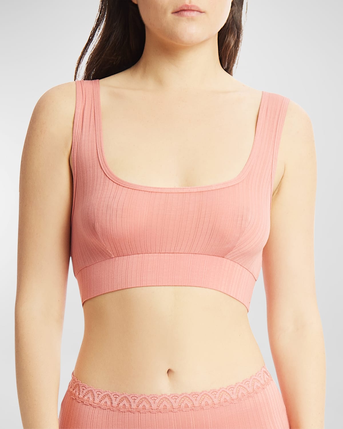 Hanky Panky Microstripe Lounge Bralette In Antique Rose Pink