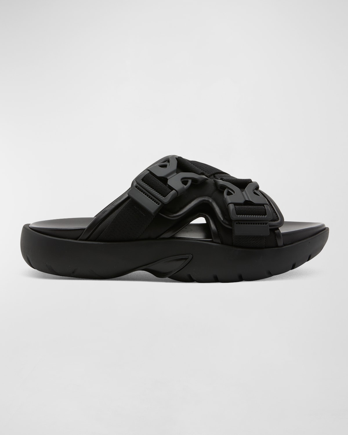 Bottega Veneta Luxurious Leather And Raffia Slides For Effortless Sophistication In Black