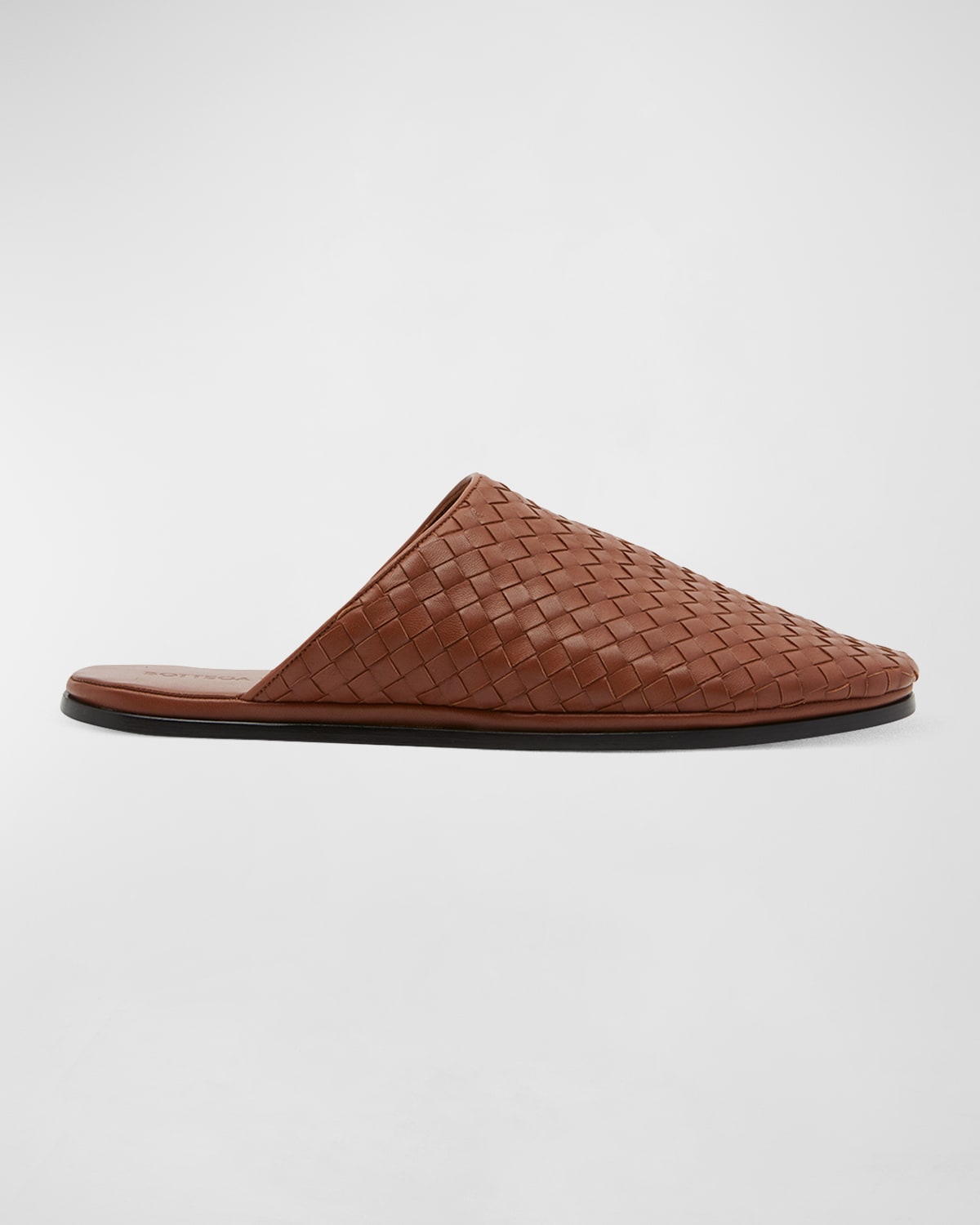 BOTTEGA VENETA MEN'S OPEN-BACK INTRECCIATO LEATHER SLIPPERS