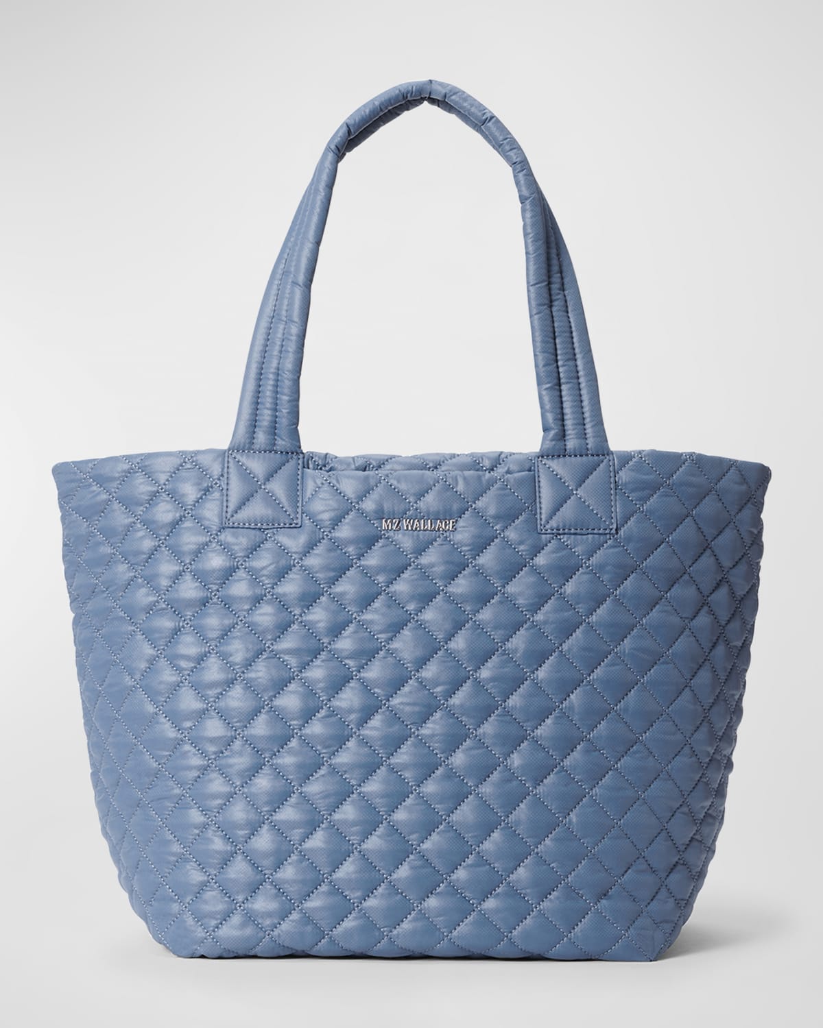 Mz Wallace Metro Deluxe Medium Quilted Nylon Tote Bag In Dark Blue ...
