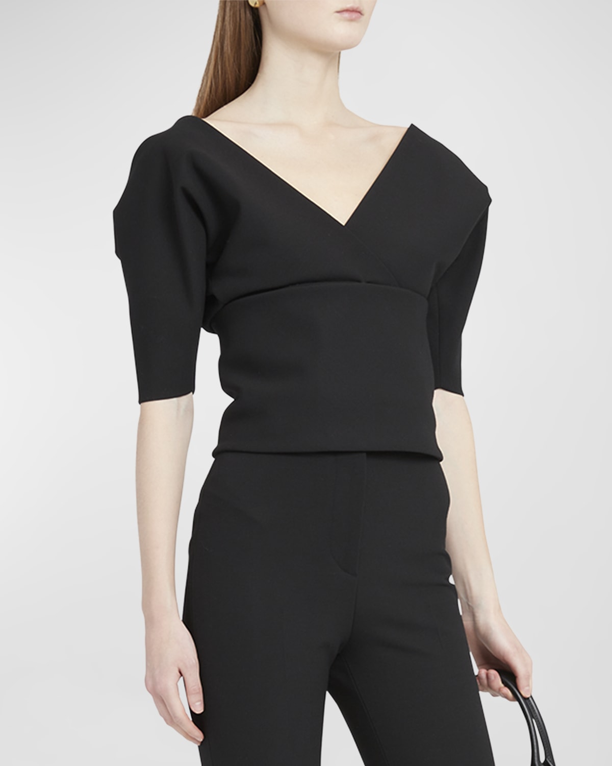 Ferragamo Wool-blend V-neck Top In Nero