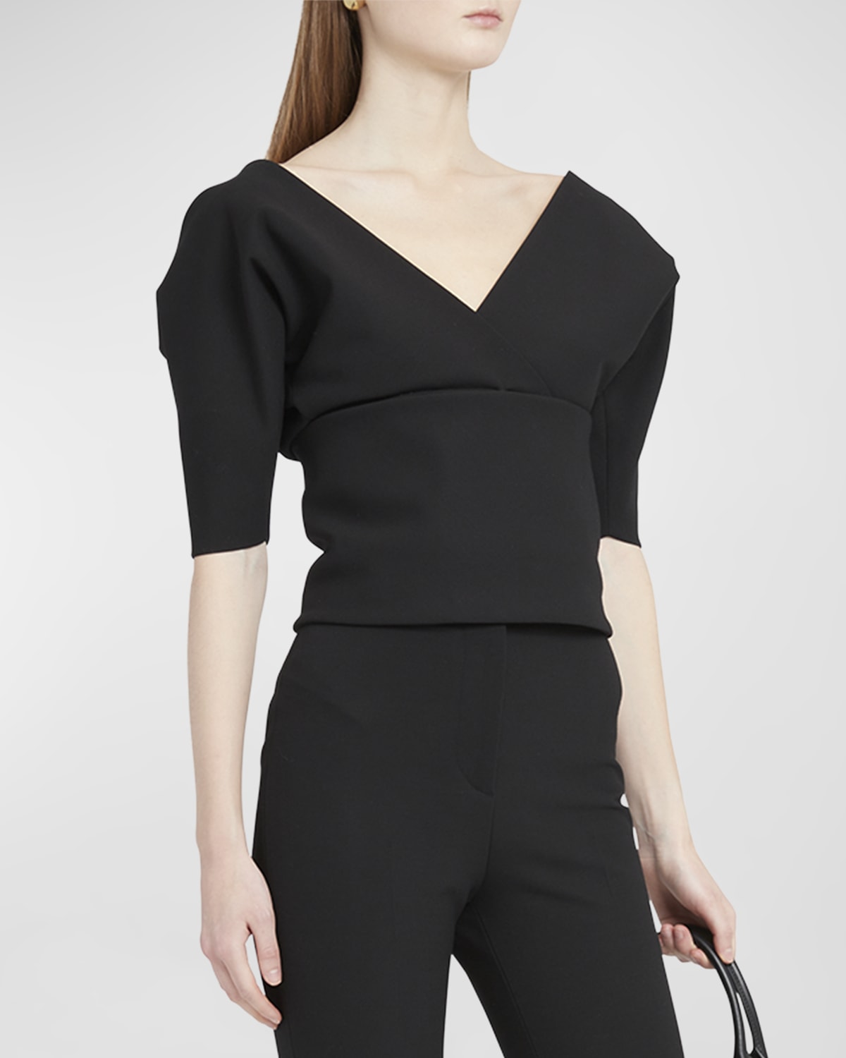 Shop Ferragamo Wool-blend V-neck Top In Nero