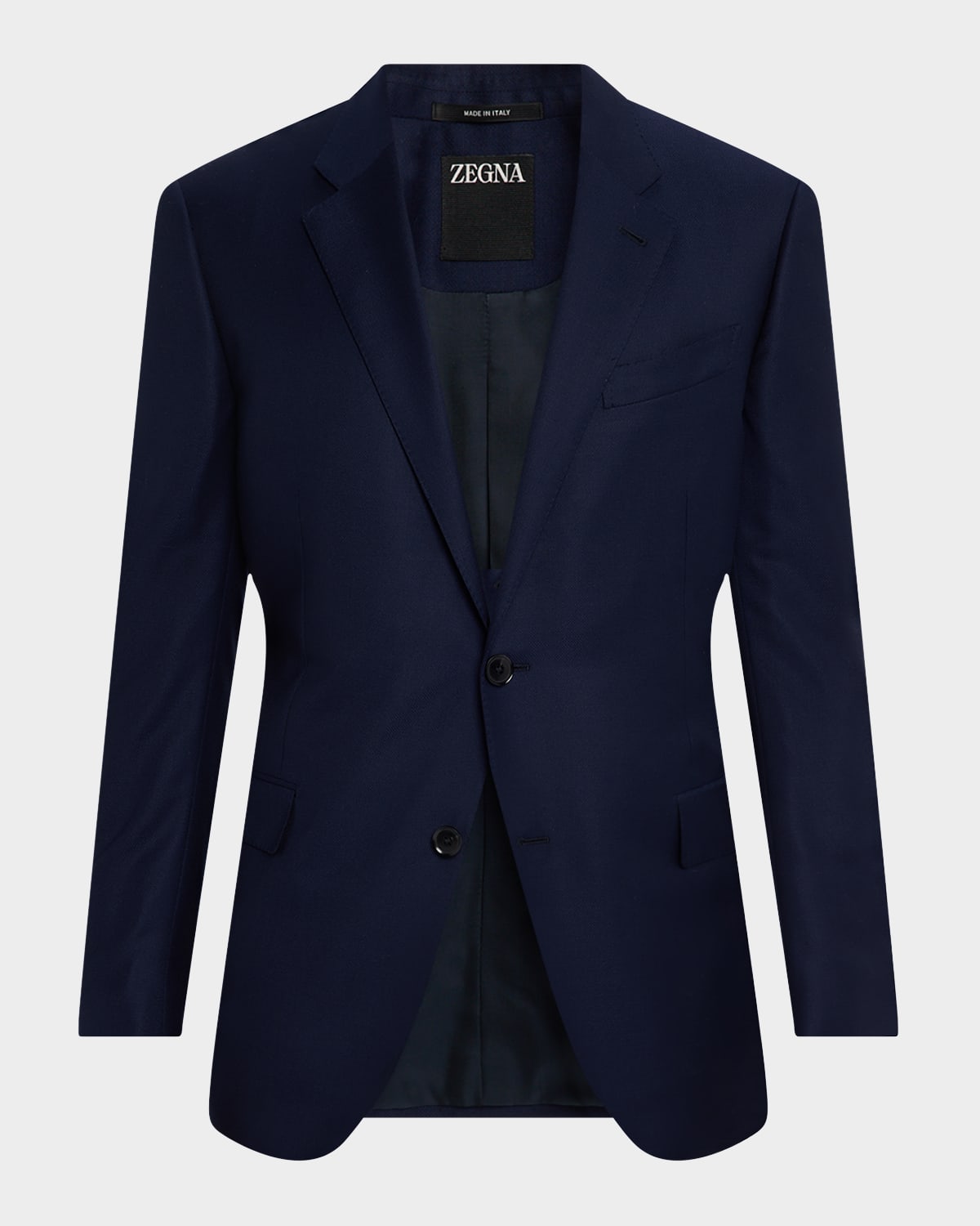 Zegna Men's Solid Wool Blazer In Navy Solid