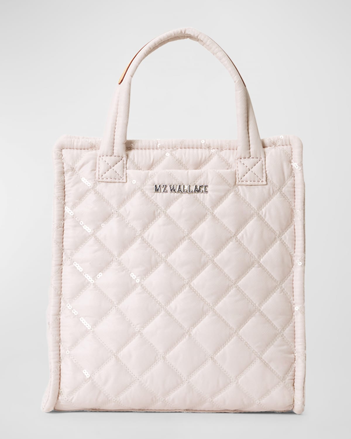 MZ WALLACE MINI SEQUIN QUILTED BOX TOTE BAG