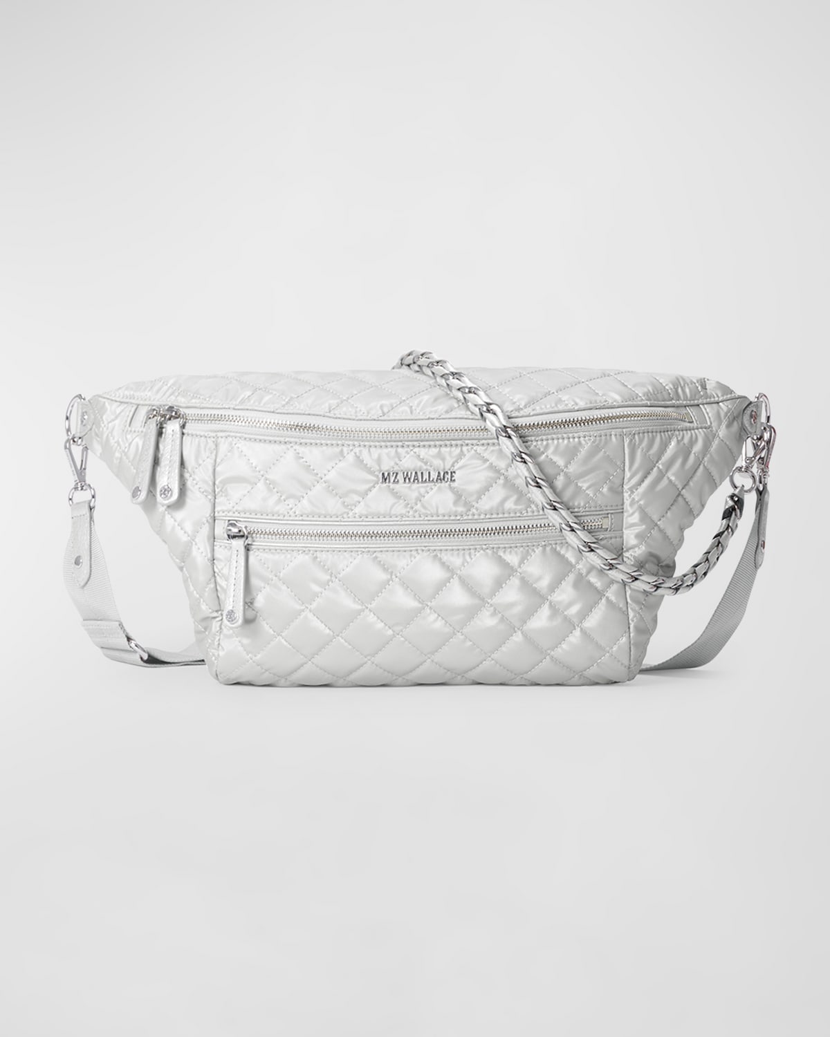 MZ WALLACE CROSBY SLING METALLIC QUILTED NYLON CROSSBODY BAG